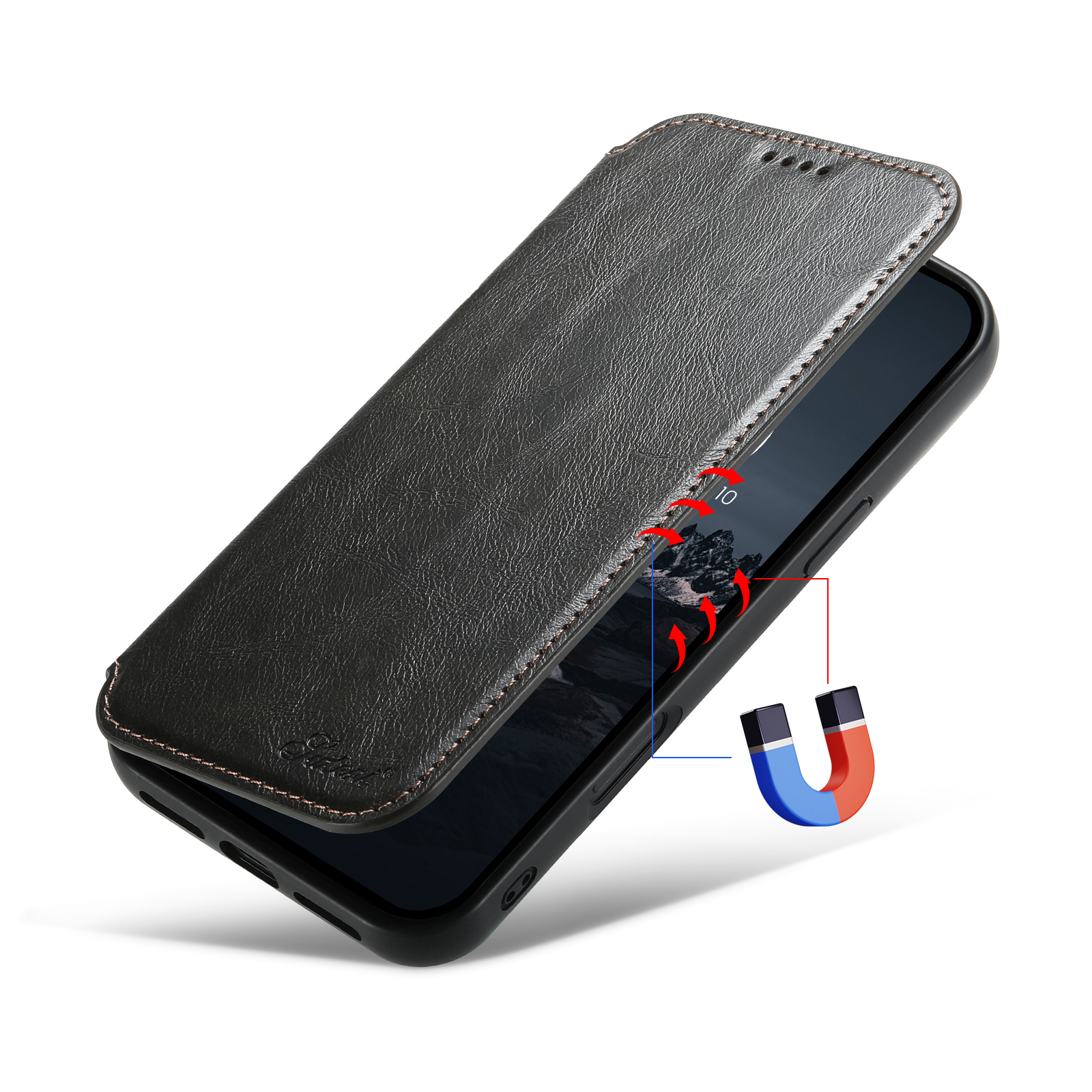 SUTENI J05 PU Leather Wireless Charging 2 In 1 Card Holder Stand Wallet Magnetic buckle Phone Case For iPhone 16 Pro Max 15 Plus 14 13 12