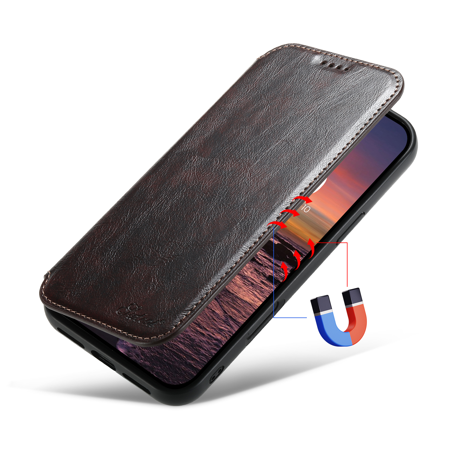 SUTENI J05 PU Leather Wireless Charging 2 In 1 Card Holder Stand Wallet Magnetic buckle Phone Case For iPhone 16 Pro Max 15 Plus 14 13 12