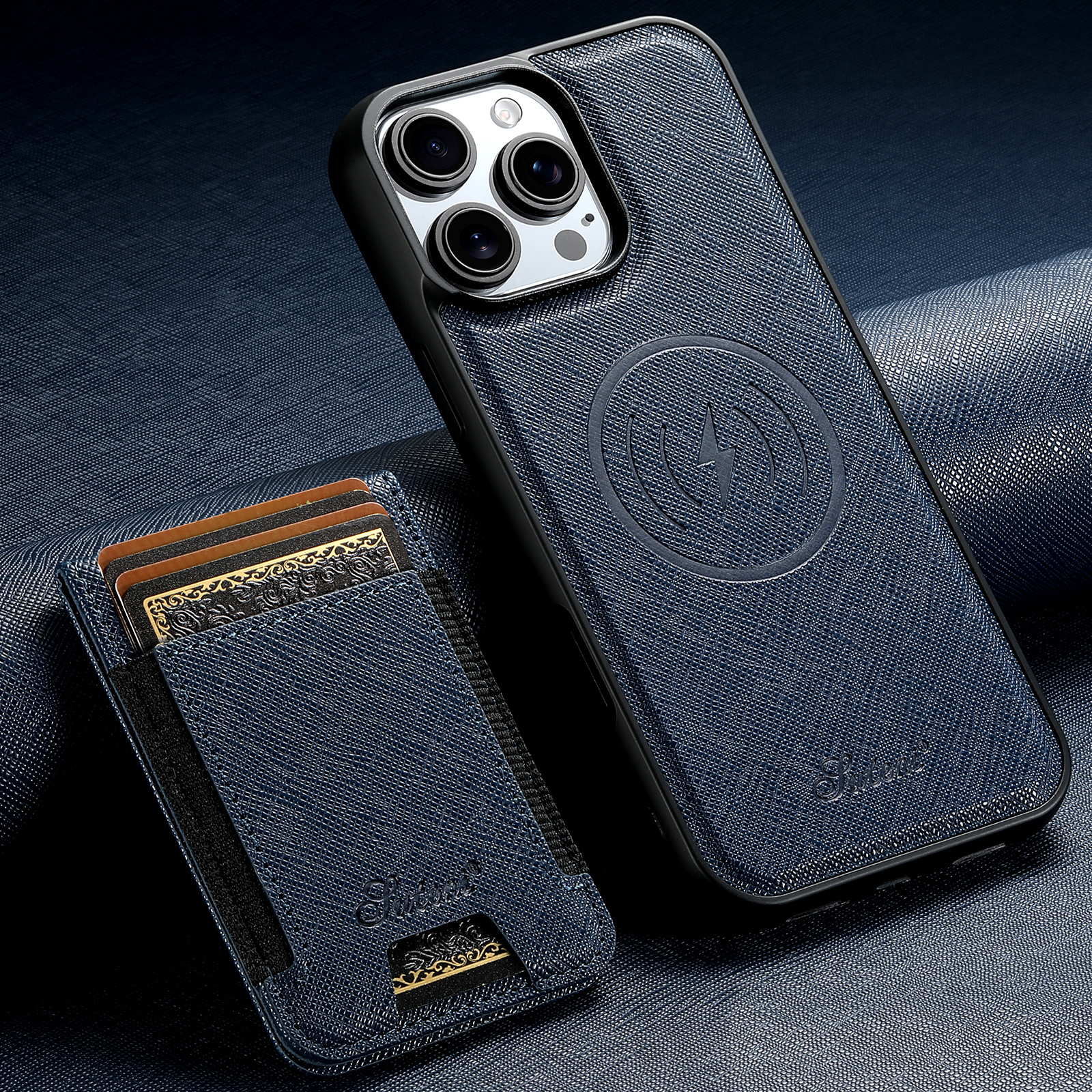 SUTENI H17SZ Magnet Wireless Charging Phone Case Card Holder Stand PU Leather For iPhone 16 Pro Max 15 Plus 14 Pro 13 12
