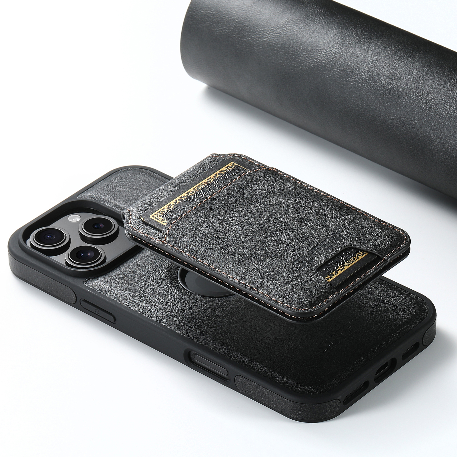 SUTENI M2 PU Leather Phone Case Magnet Wireless Charging Card Holder Stand For iPhone 16 Pro Max 15 Plus 14 Pro 13 12