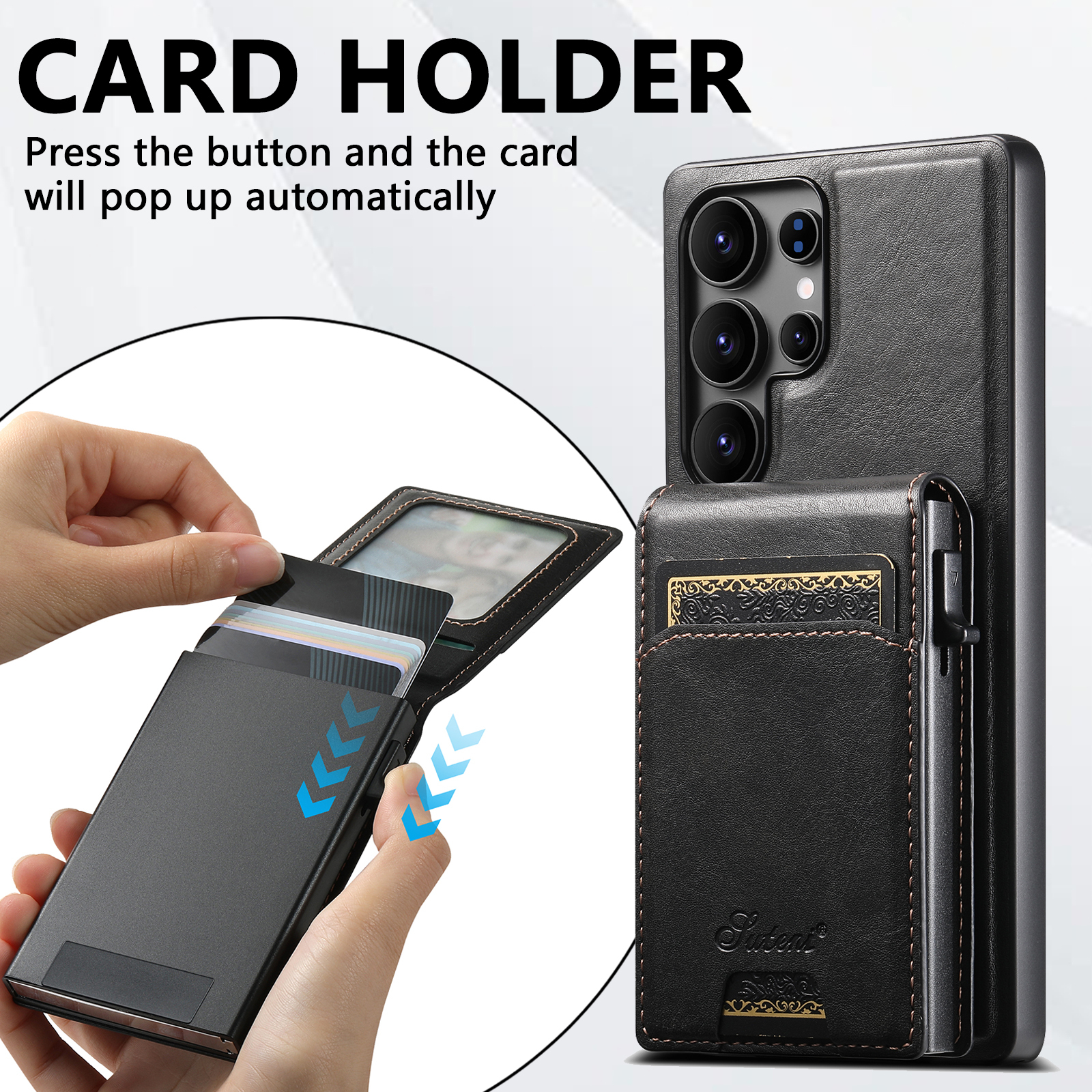 SUTENI H19YL Magnetic Wireless Charging  Phone Case Luxury PU Leather Card Slot Wallet Card Box For Samsung S25Ultra S24Plus S23 S22 Note20