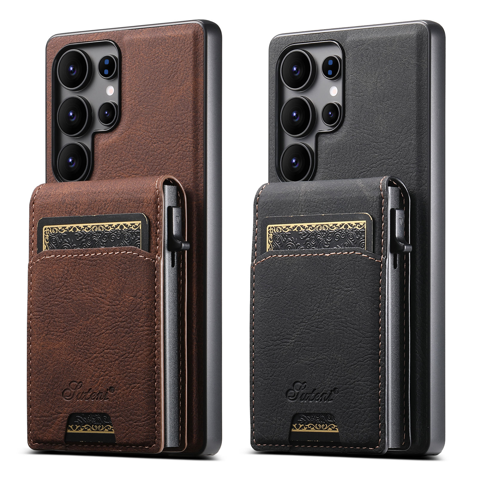 SUTENI H19LZ Magnetic Wireless Charging  Phone Case Card Slot Luxury PU Leather Wallet Button Card Box For Samsung S25Ultra S24Plus S23 S22 Note20