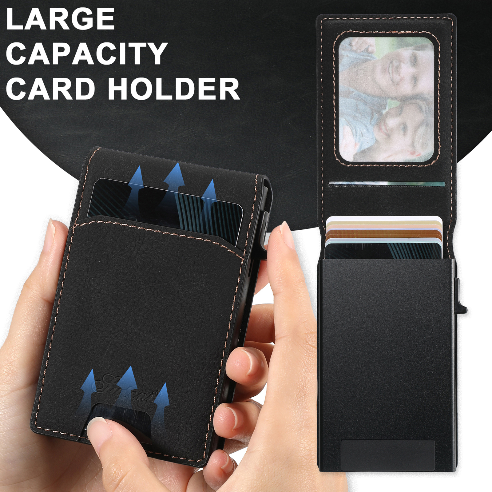 SUTENI H19LZ Magnetic Wireless Charging  Phone Case Card Slot PU Leather Wallet Button Card Box For iPhone 16 Pro Max 15 Plus 14 13 12