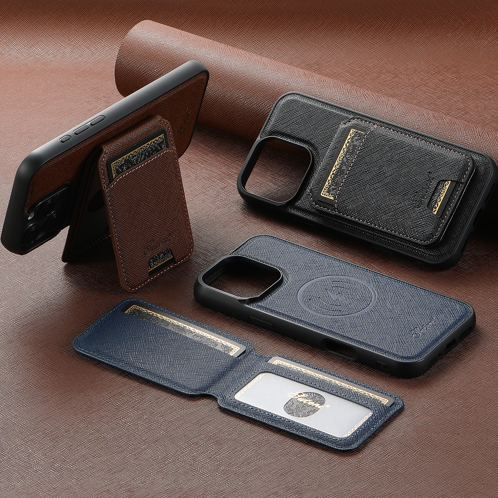 SUTENI H18SZ Phone Case Magnet Wireless Charging Card Holder Stand PU Leather For iPhone 16 Pro Max 15 Plus 14 Pro 13 12