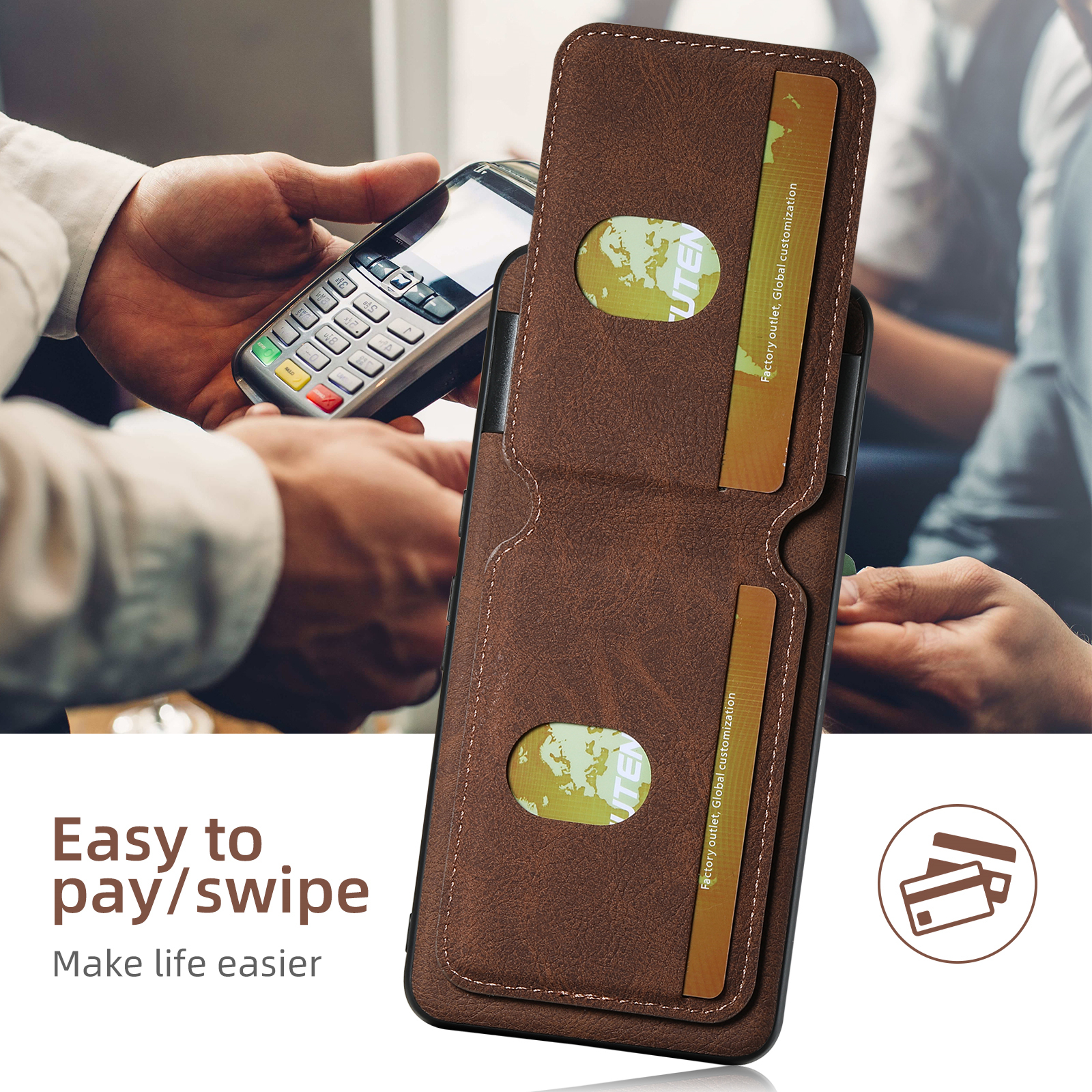 SUTENI H02LZ Luxury PU Leather Stand Card Holder Phone Case Frosted Feel For Google Pixel 9XL 8Pro 7A 6