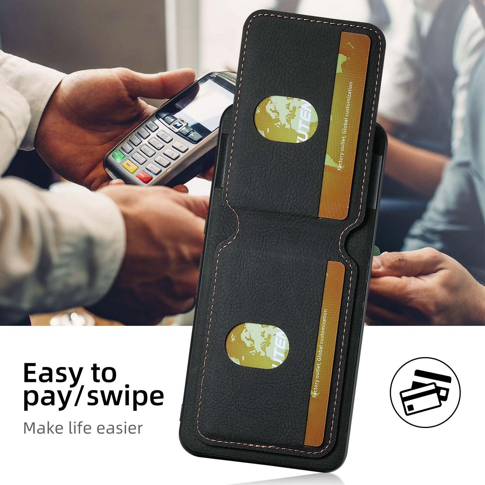 SUTENI H02LZ Luxury PU Leather Stand Card Holder Phone Case Frosted Feel For Google Pixel 9XL 8Pro 7A 6