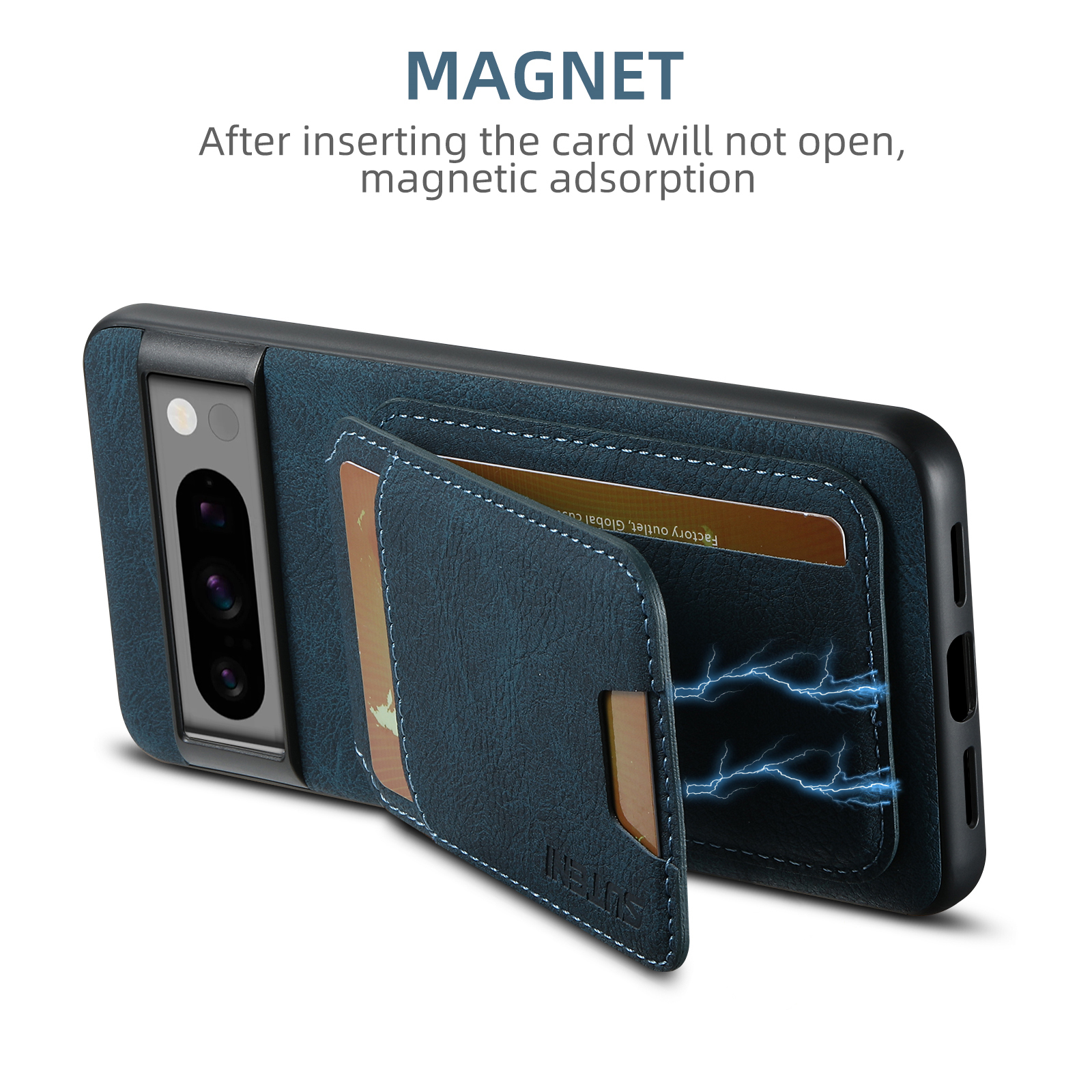 SUTENI H02LZ Luxury PU Leather Stand Card Holder Phone Case Frosted Feel For Google Pixel 9XL 8Pro 7A 6