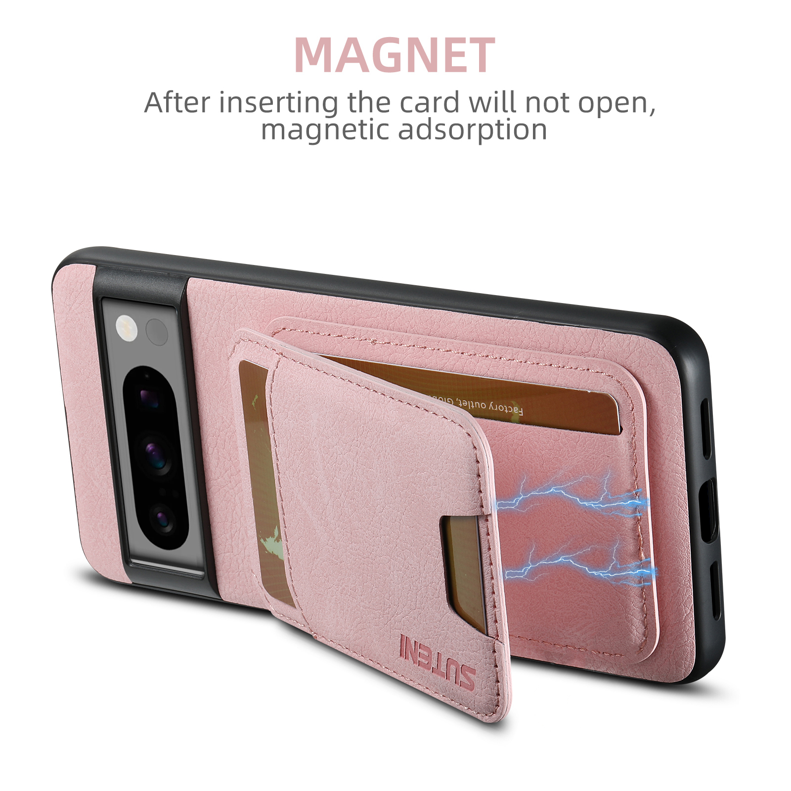 SUTENI H02LZ Luxury Faux Leather Stand Card Holder Phone Case Frosted Feel For Google Pixel 10ProXL 9 8A 7 6