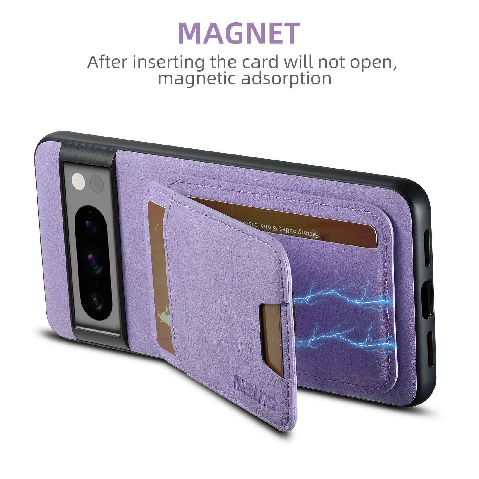 SUTENI H02LZ Luxury Faux Leather Stand Card Holder Phone Case Frosted Feel For Google Pixel 10ProXL 9 8A 7 6