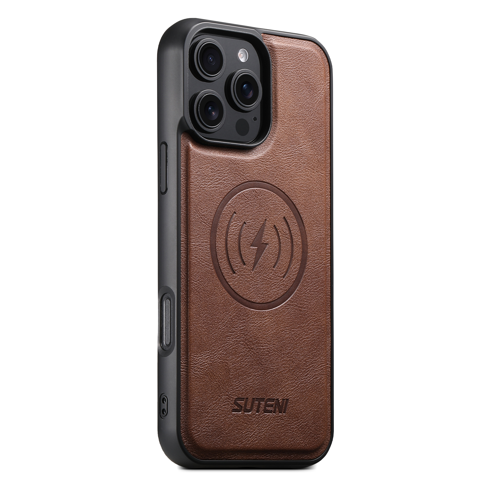 SUTENI G5 Frosted Feel PU Leather Magnet Wireless Charging Phone Case For iPhone 16 Pro Max 15 Plus 14 Pro 13 12
