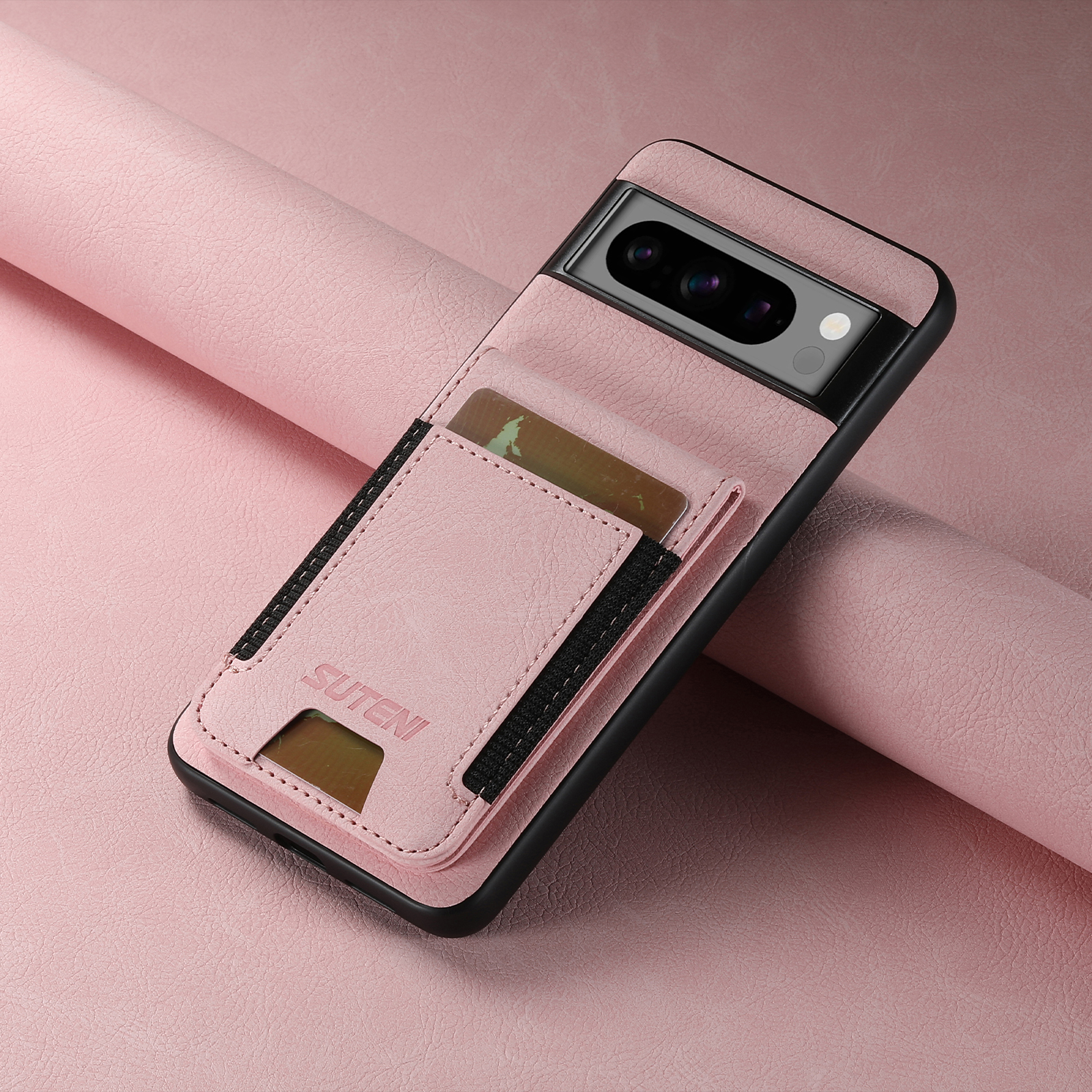 SUTENI H03LZ Luxury Faux Leather Card Holder Stand Phone Case Frosted Feel For Google Pixel 10ProXL 9 8A 7 6