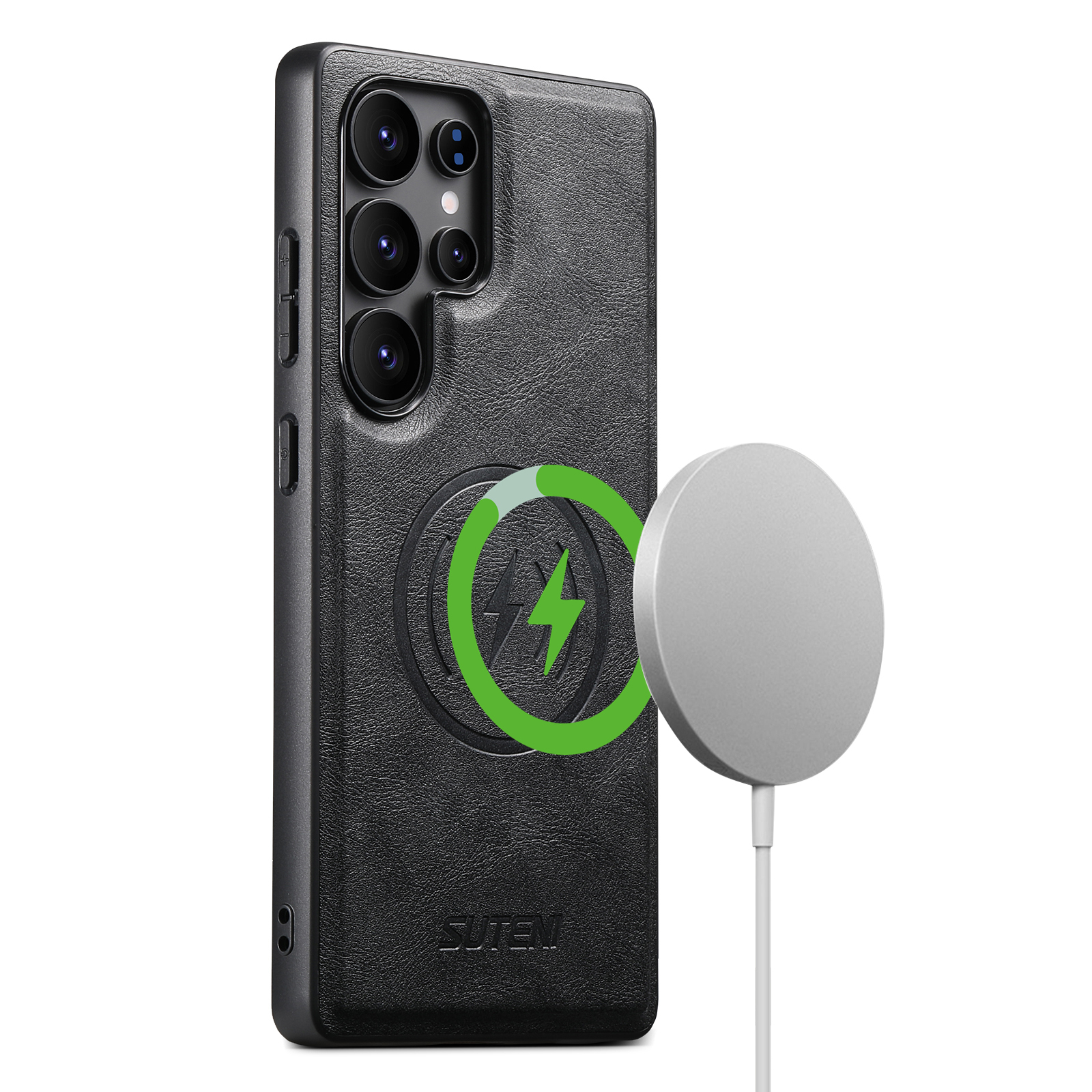 SUTENI G5 Frosted Feel PU Leather Magnet Wireless Charging Phone Case  For Samsung S25Ultra S24 S23 S22