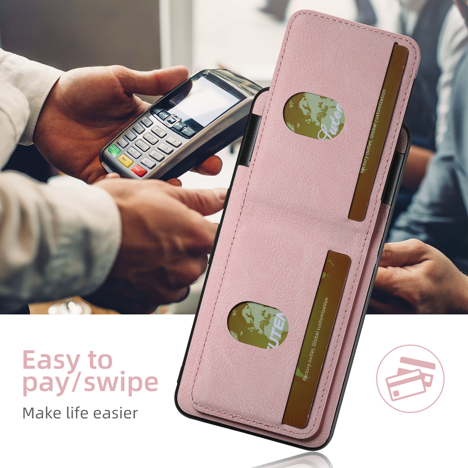 SUTENI H03LZ Luxury Faux Leather Card Holder Stand Phone Case Frosted Feel For Google Pixel 10ProXL 9 8A 7 6