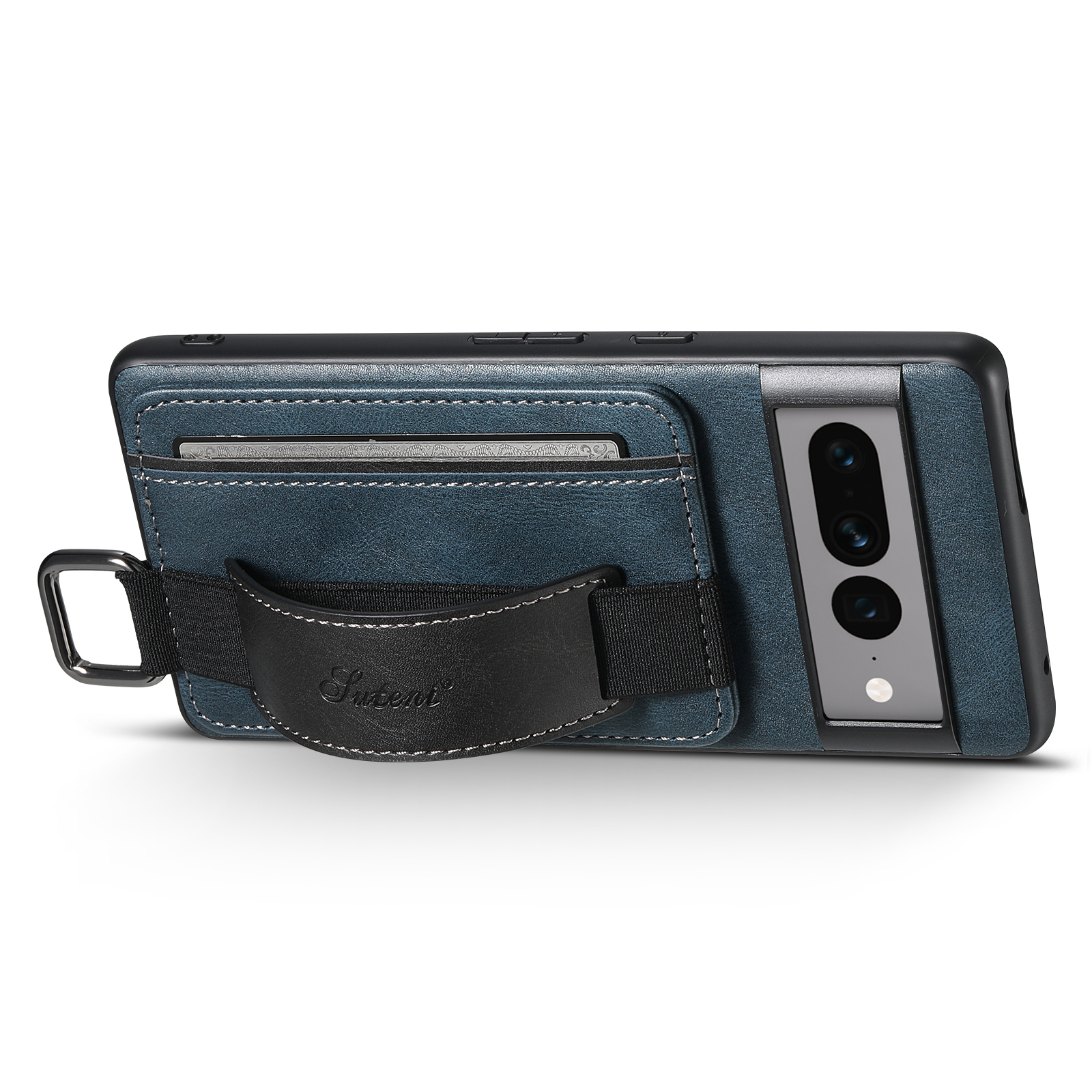 SUTENI H13YL Phone Case Wrist Strap Ring Buckle Faux Leather Card Holder Stand For Google Pixel 10ProXL 9 8A 7 6