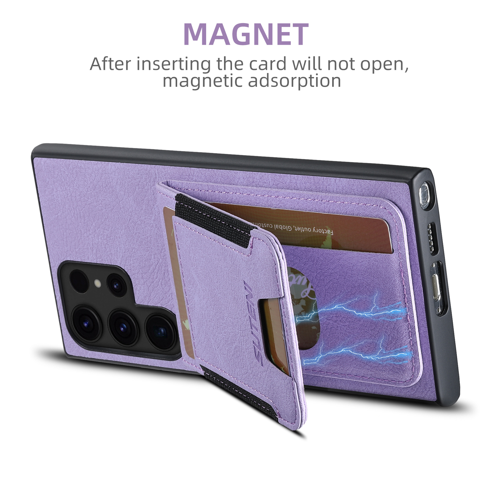 SUTENI H03LZ Luxury PU Leather Card Holder Stand Phone Case Frosted Feel For Samsung S26Ultra S25Plus S24 S23 S22 Note20