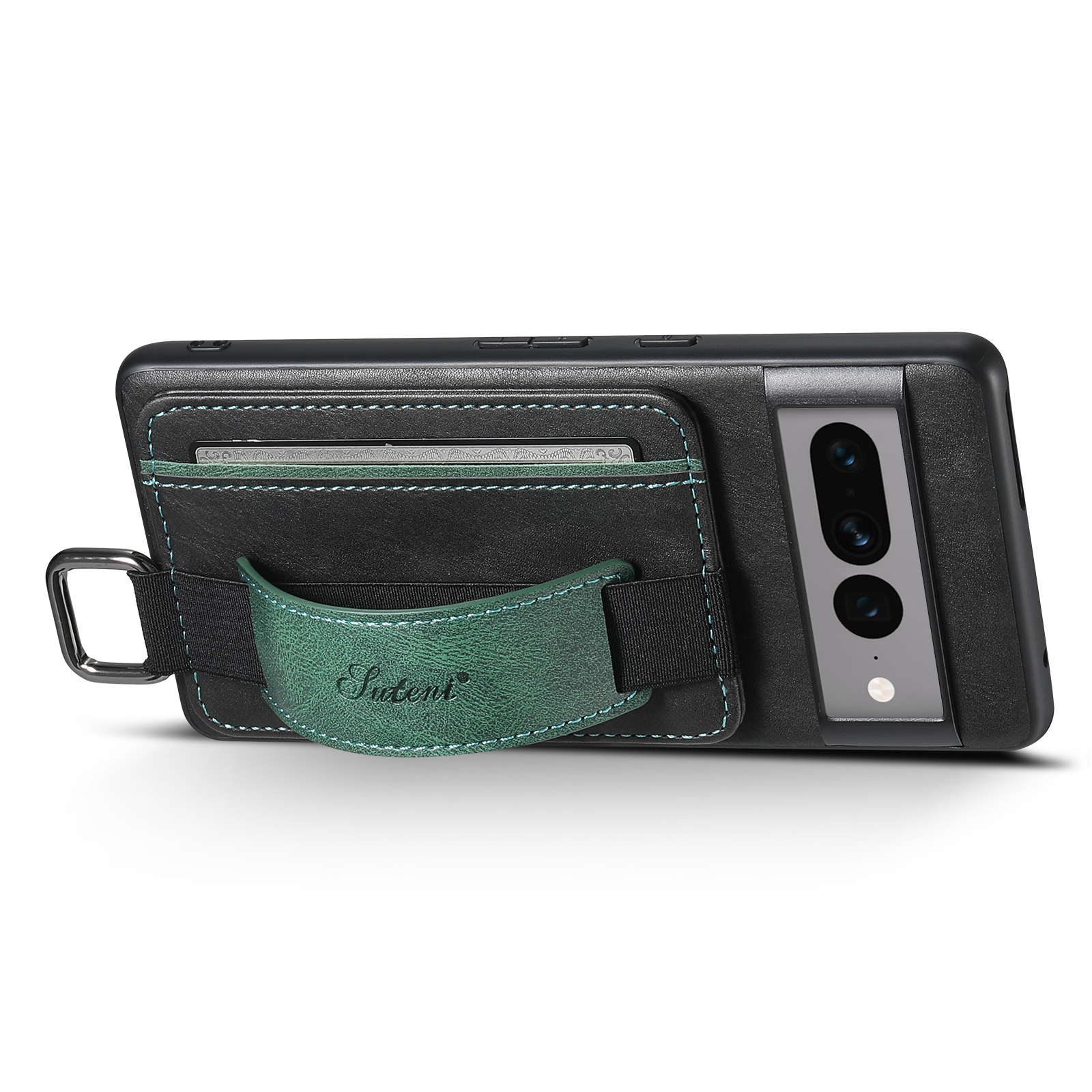 SUTENI H13YL Phone Case Wrist Strap Ring Buckle PU Leather Card Holder Stand For Google Pixel 9XL 8Pro 7A 7P 7 6A 6P 6