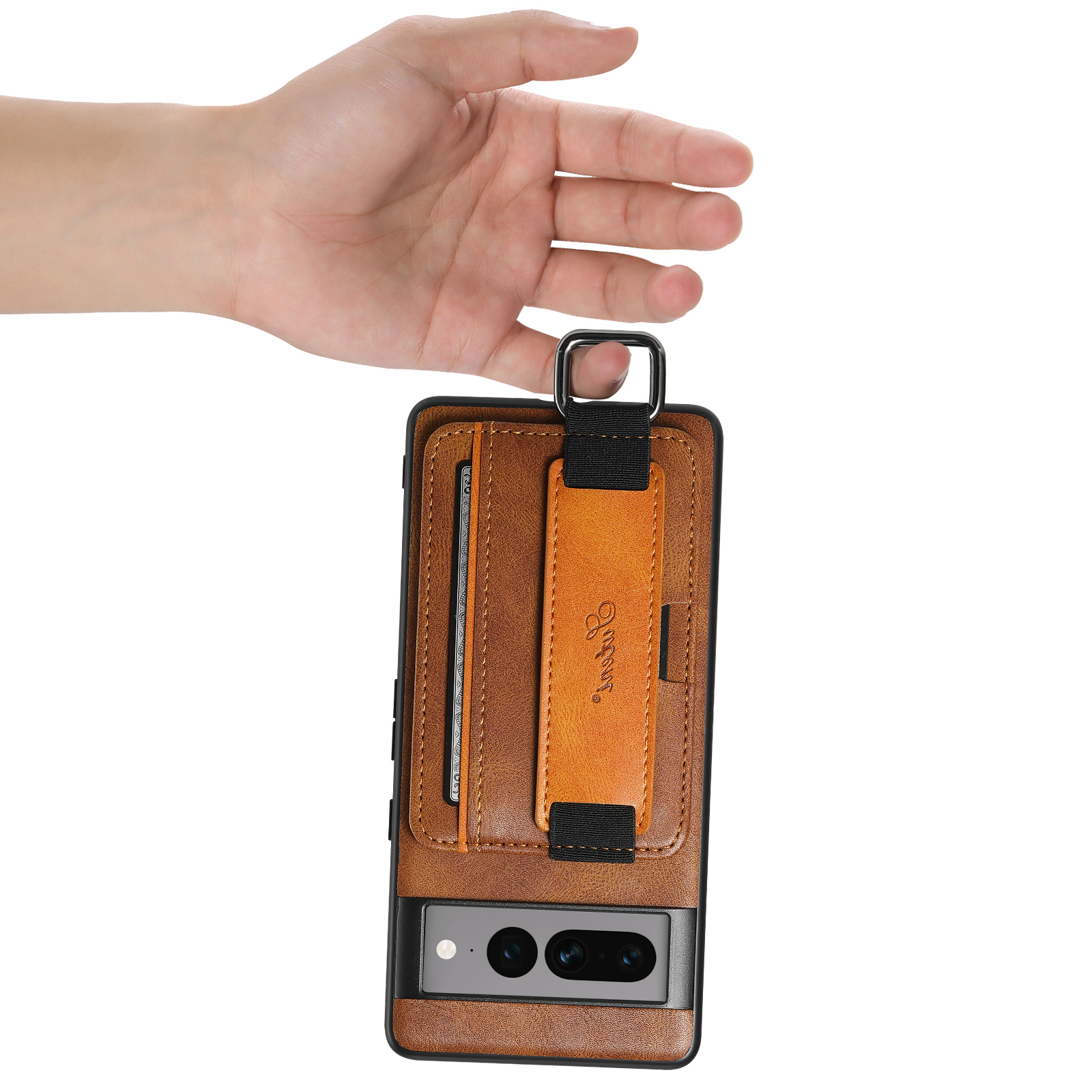 SUTENI H13YL Phone Case Wrist Strap Ring Buckle PU Leather Card Holder Stand For Google Pixel 9XL 8Pro 7A 7P 7 6A 6P 6