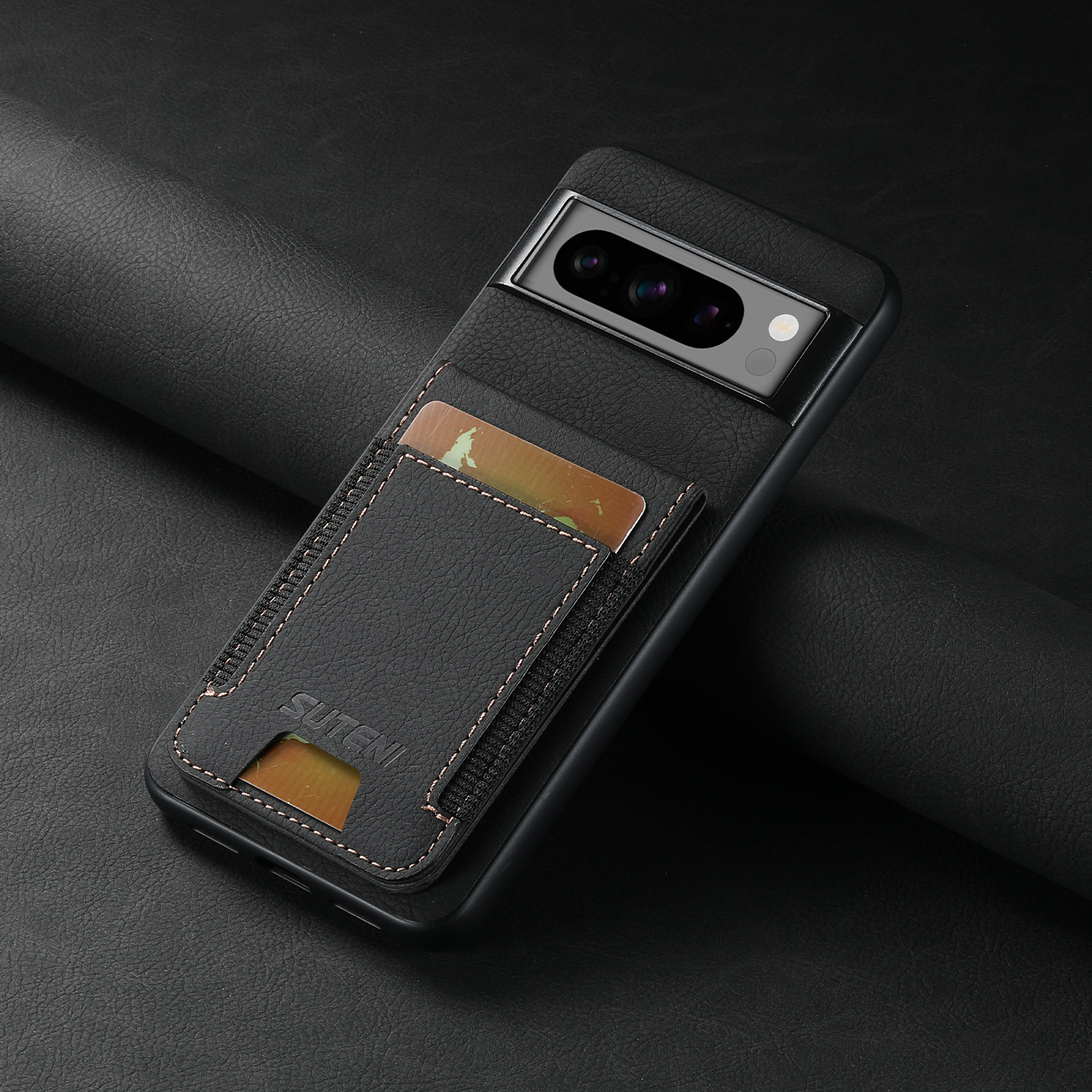 SUTENI H03LZ Luxury PU Leather Card Holder Stand Phone Case Frosted Feel For Google Pixel 9XL 8Pro 7A 6