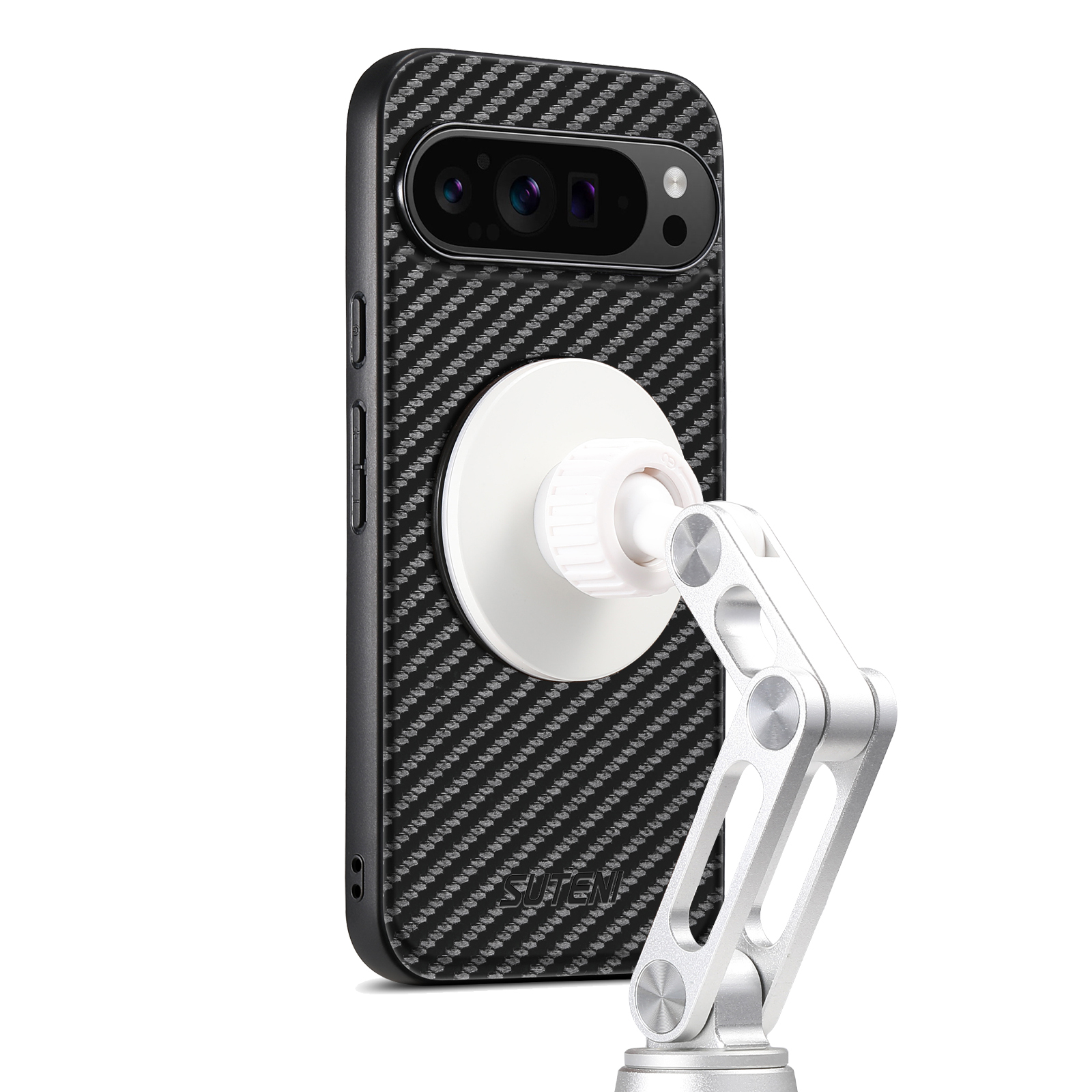 Suteni G3TXW PU Leather Mobile Phone Case Magnet Wireless Charging 360° Rotating Stand Ring Buckle For Google Pixel 9XL 8Pro 7A 6