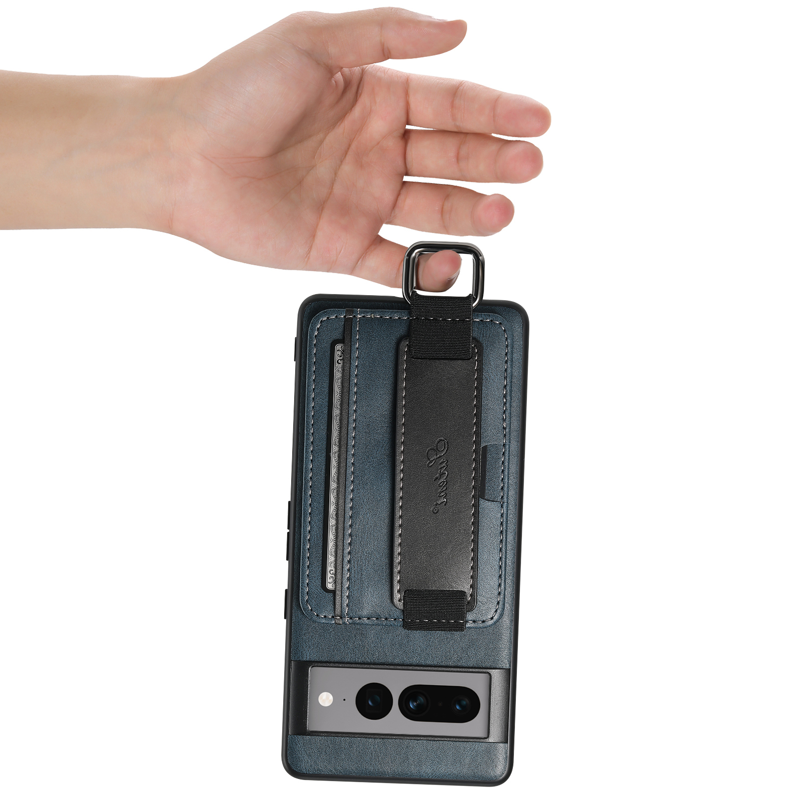 SUTENI H13YL Phone Case Wrist Strap Ring Buckle Faux Leather Card Holder Stand For Google Pixel 10ProXL 9 8A 7 6