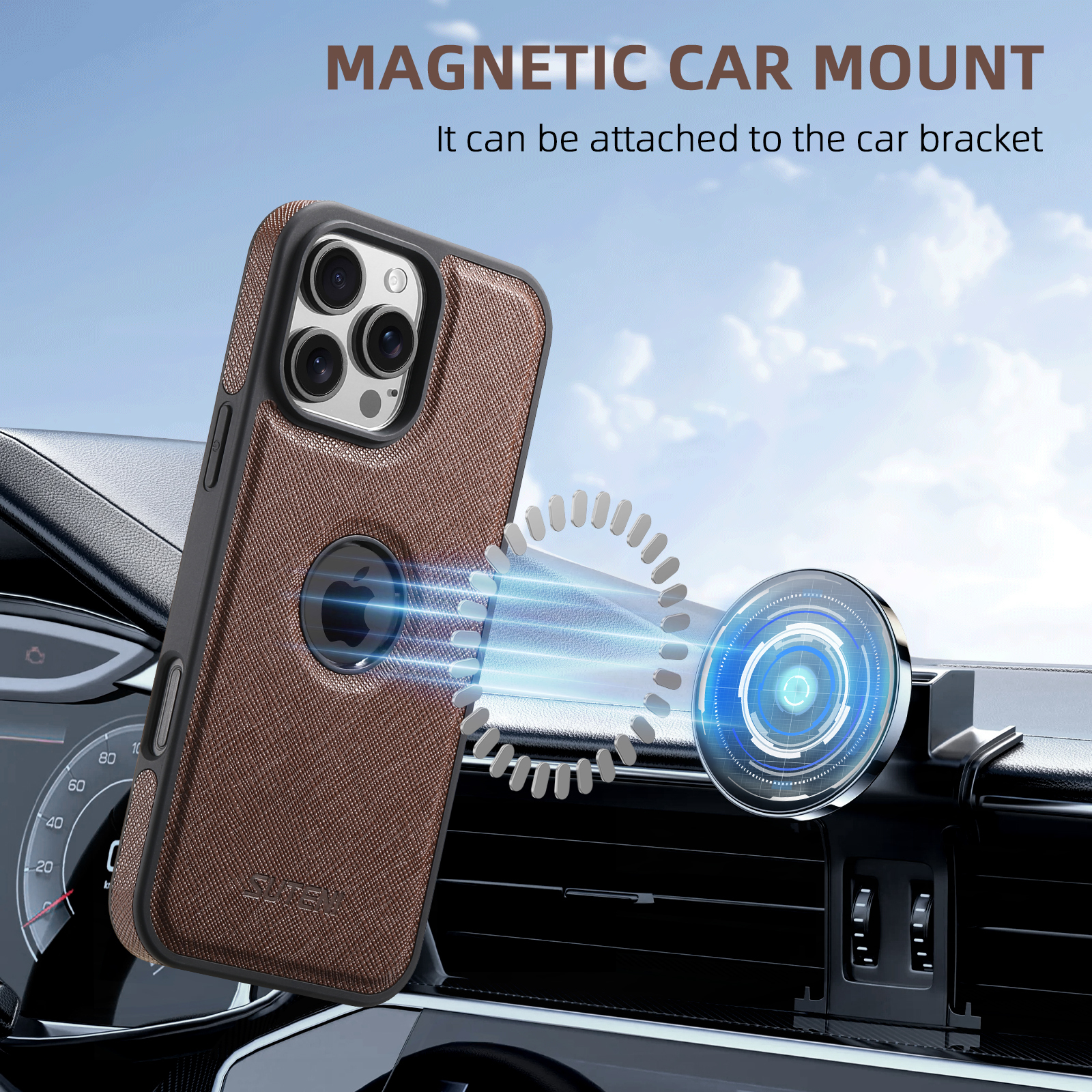 SUTENI G1SZ Luxury PU Leather Magnet Wireless Charging Phone Case For iPhone 16 Pro Max 15 Plus 14 Pro 13 12