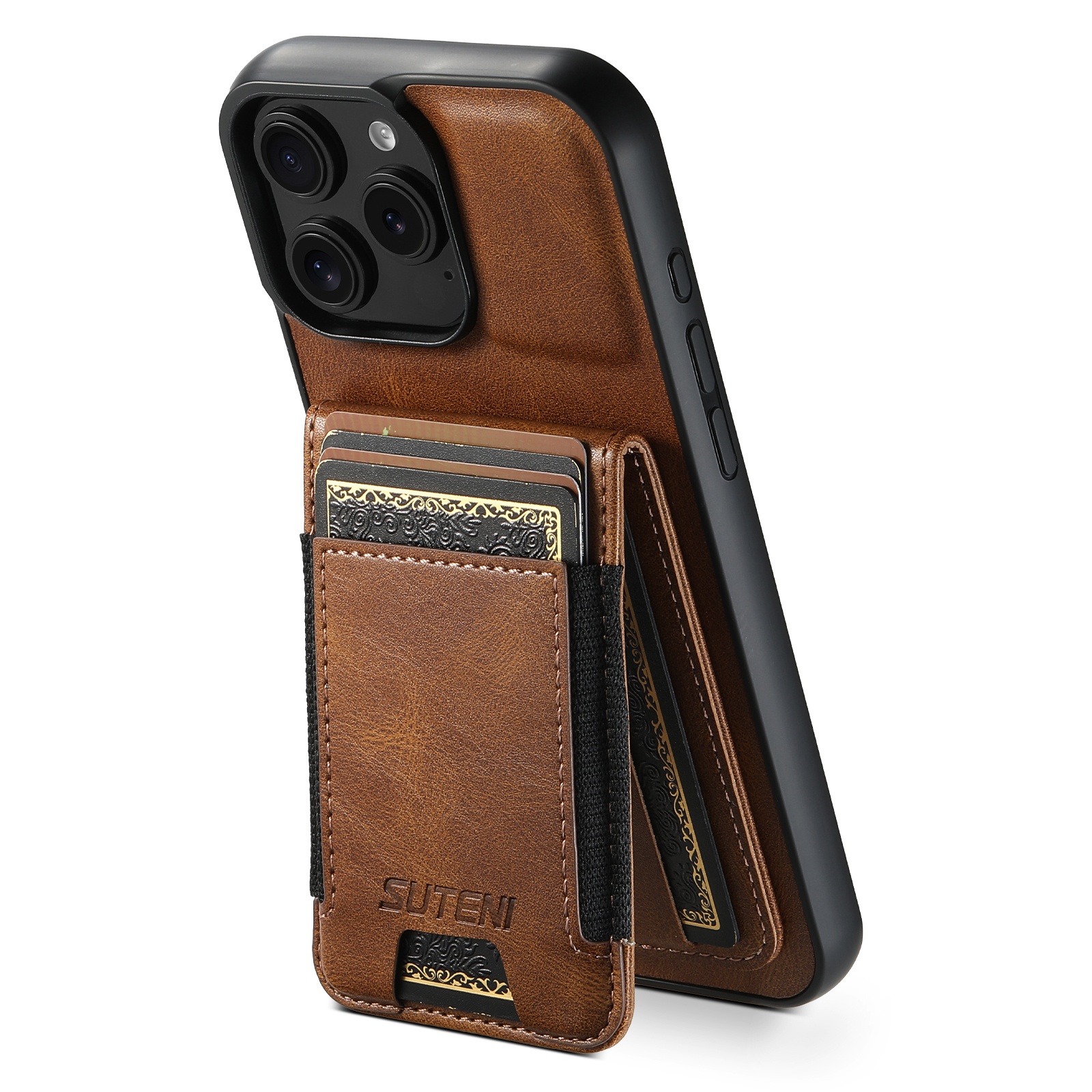 SUTENI H03YL Card Holder Phone Case Luxury PU Leather Stand For iPhone 16 Pro Max 15 Plus 14 13 12 11