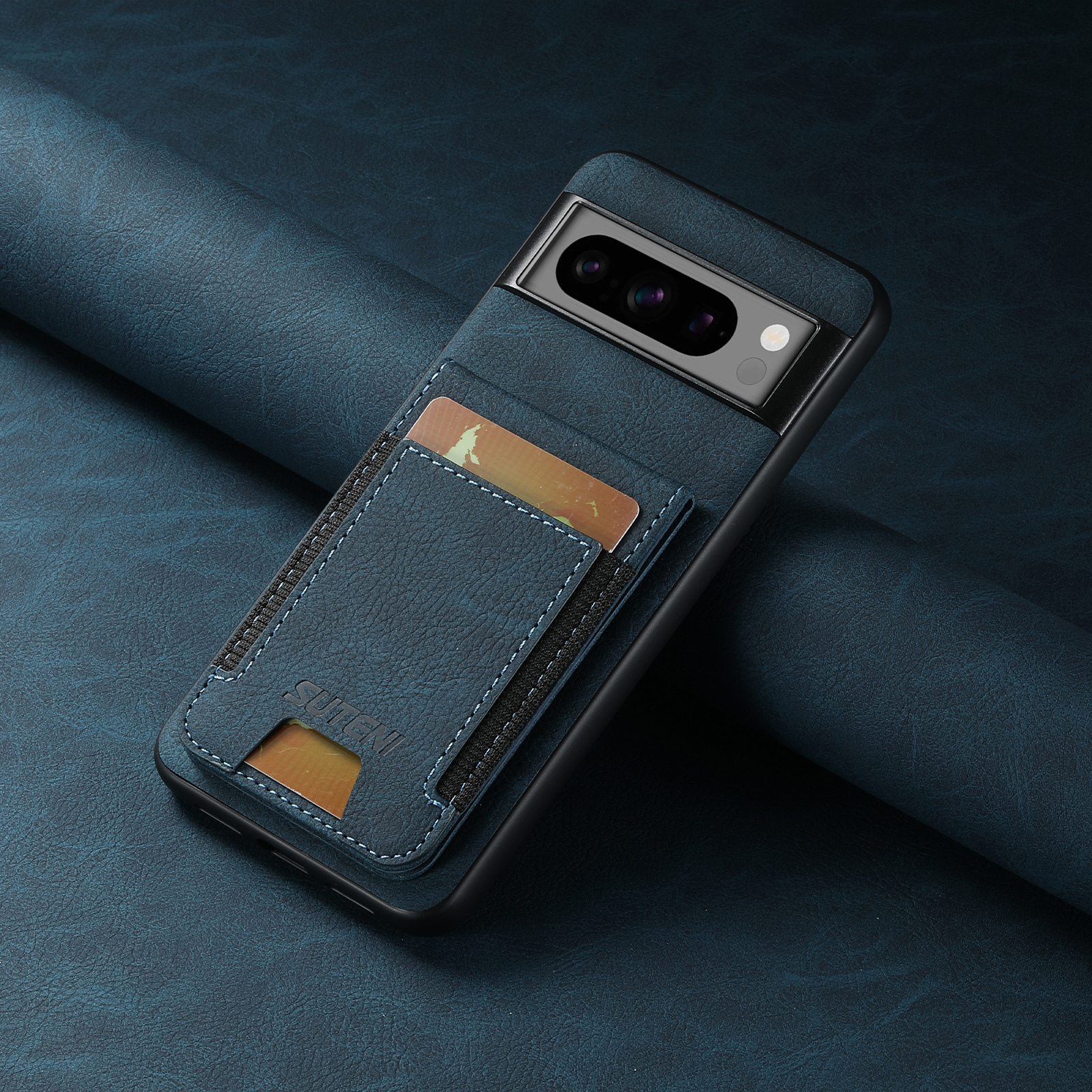 SUTENI H03LZ Luxury Faux Leather Card Holder Stand Phone Case Frosted Feel For Google Pixel 10ProXL 9 8A 7 6