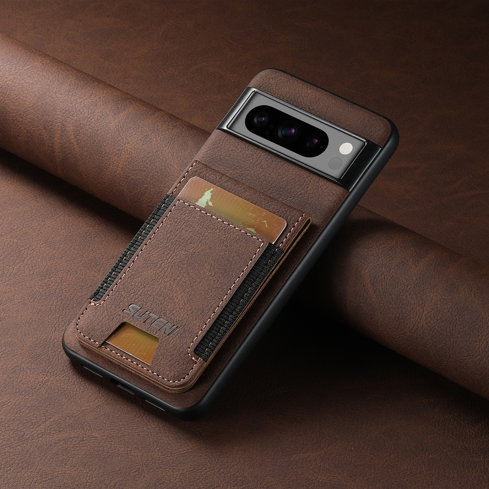 SUTENI H03LZ Luxury PU Leather Card Holder Stand Phone Case Frosted Feel For Google Pixel 9XL 8Pro 7A 6