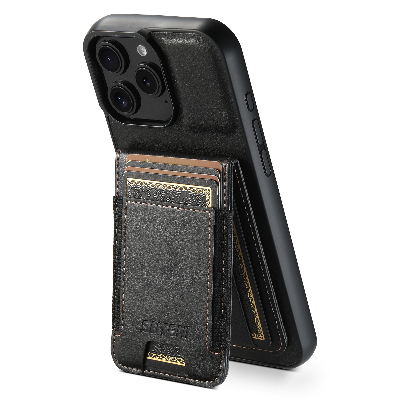 SUTENI H03YL Card Holder Phone Case Luxury PU Leather Stand For iPhone 16 Pro Max 15 Plus 14 13 12 11