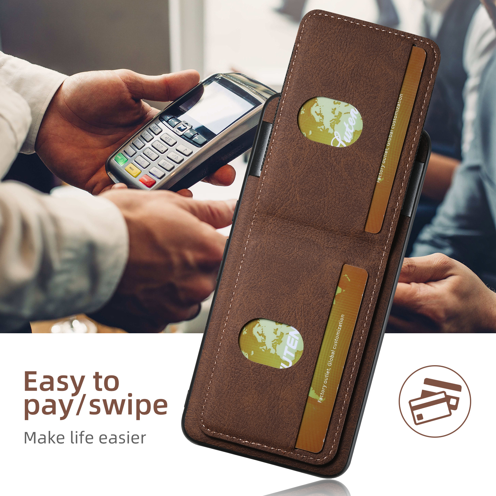 SUTENI H03LZ Luxury PU Leather Card Holder Stand Phone Case Frosted Feel For Google Pixel 9XL 8Pro 7A 6