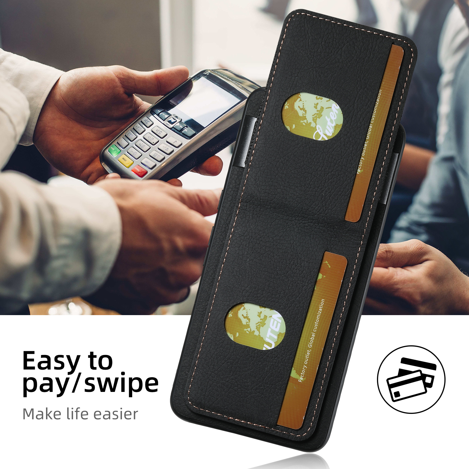 SUTENI H03LZ Luxury PU Leather Card Holder Stand Phone Case Frosted Feel For Google Pixel 9XL 8Pro 7A 6