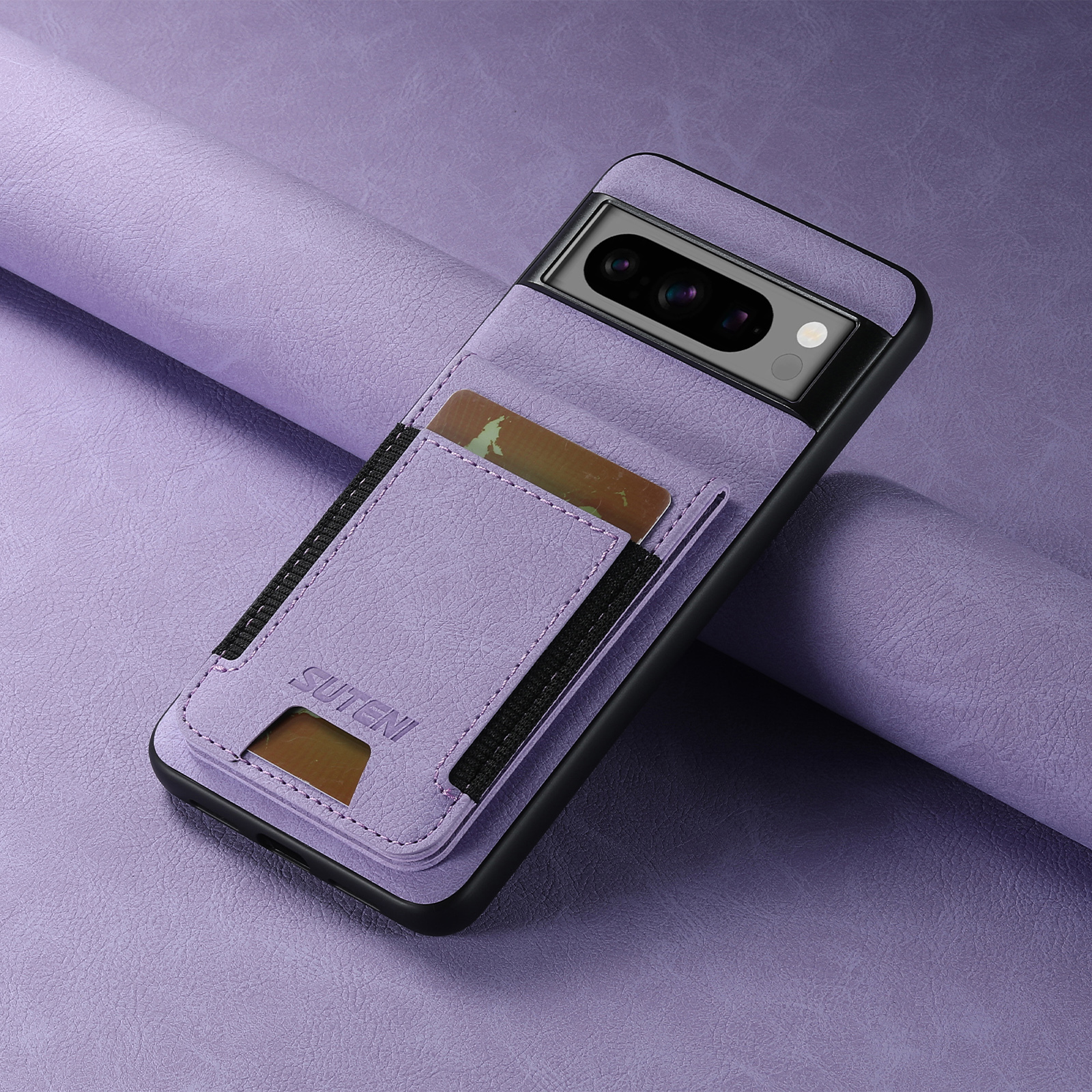 SUTENI H03LZ Luxury Faux Leather Card Holder Stand Phone Case Frosted Feel For Google Pixel 10ProXL 9 8A 7 6