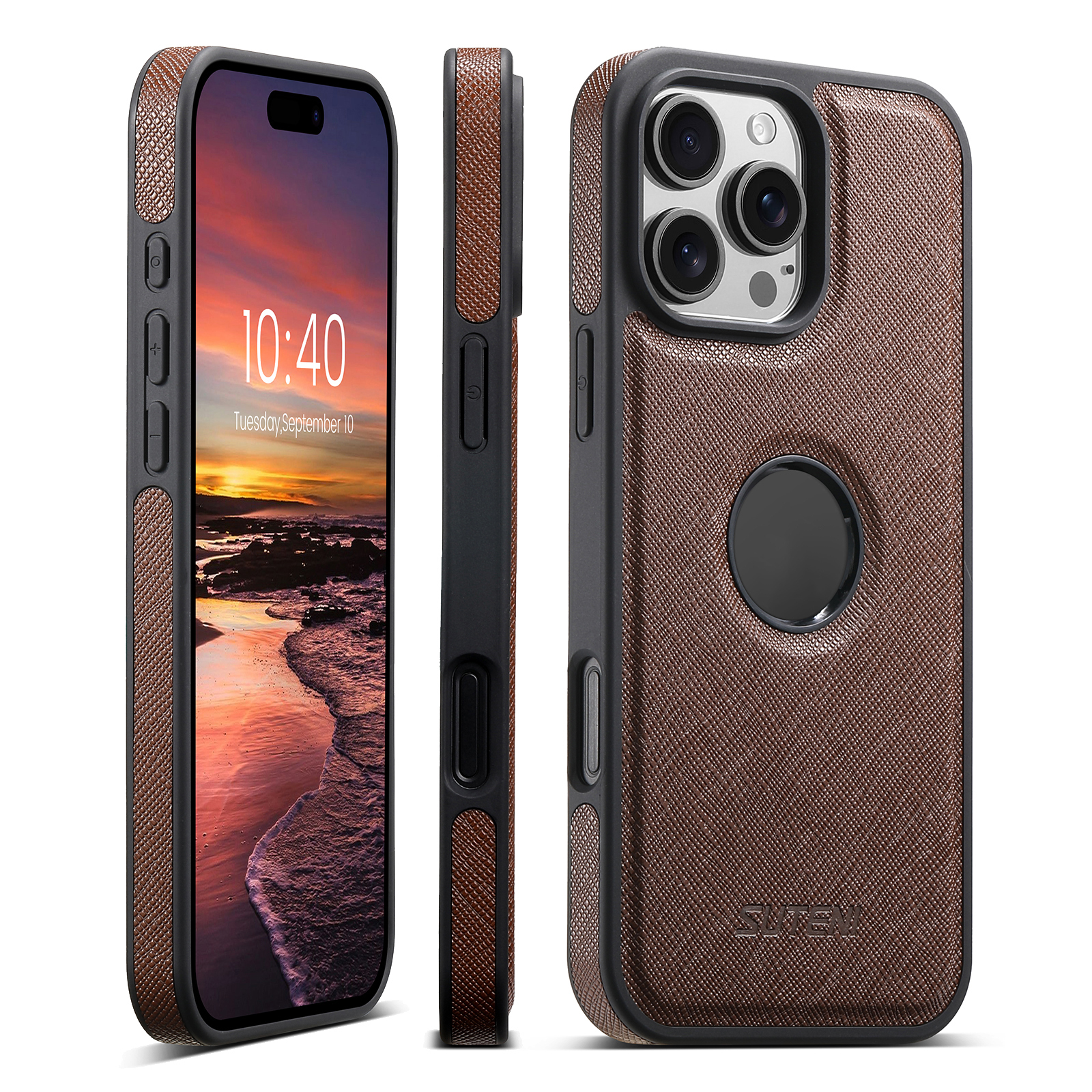 SUTENI G1SZ Luxury PU Leather Magnet Wireless Charging Phone Case For iPhone 16 Pro Max 15 Plus 14 Pro 13 12