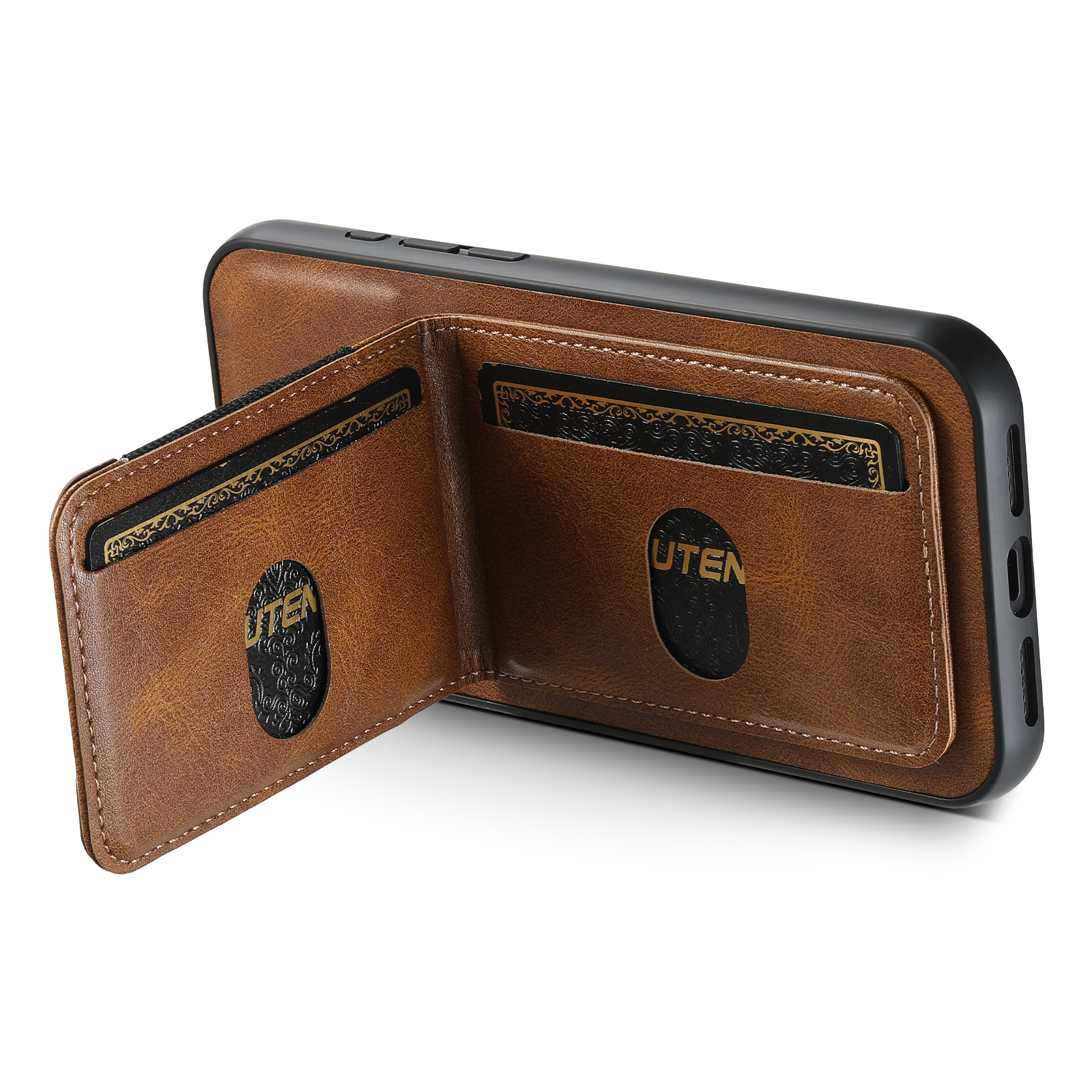 SUTENI H03YL Card Holder Phone Case Luxury PU Leather Stand For iPhone 16 Pro Max 15 Plus 14 13 12 11