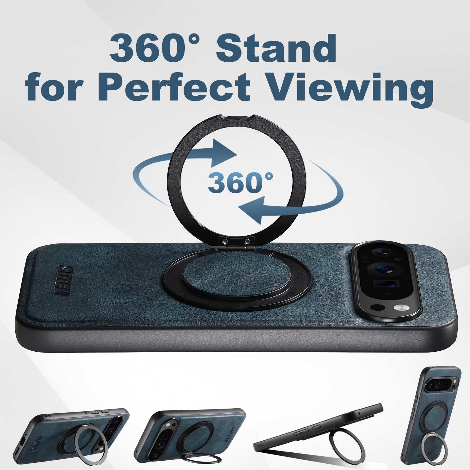 SUTENI G3YL Faux Leather Oil Wax Magnet Wireless Charging Phone Case 360° Rotating Stand Buckle For Google Pixel 10ProXL 9 8A 7 6