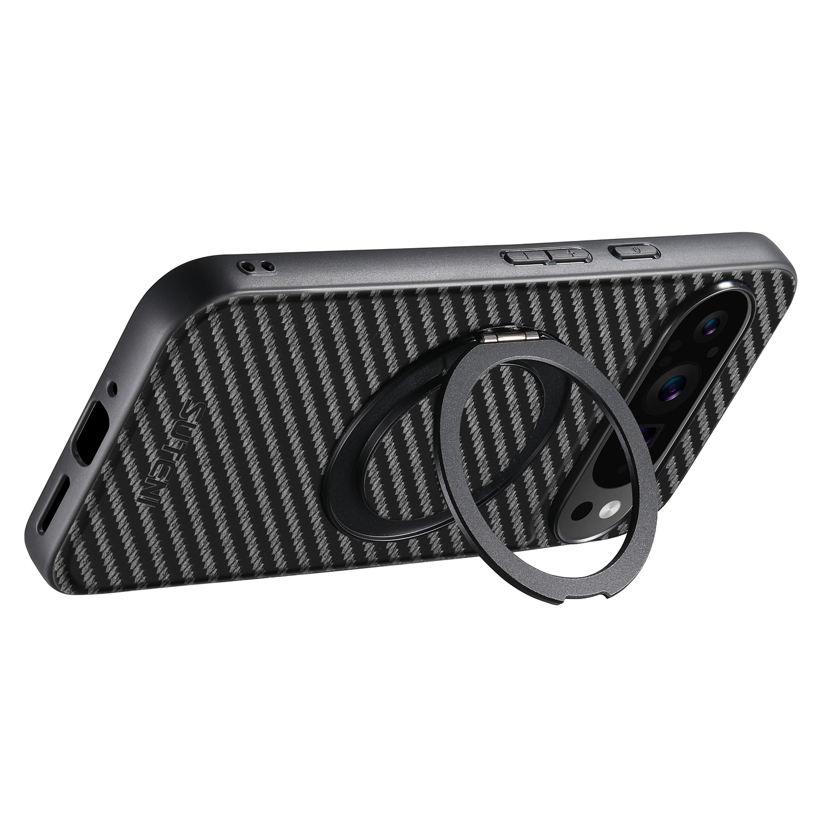 Suteni G3TXW PU Leather Mobile Phone Case Magnet Wireless Charging 360° Rotating Stand Ring Buckle For Google Pixel 9XL 8Pro 7A 6
