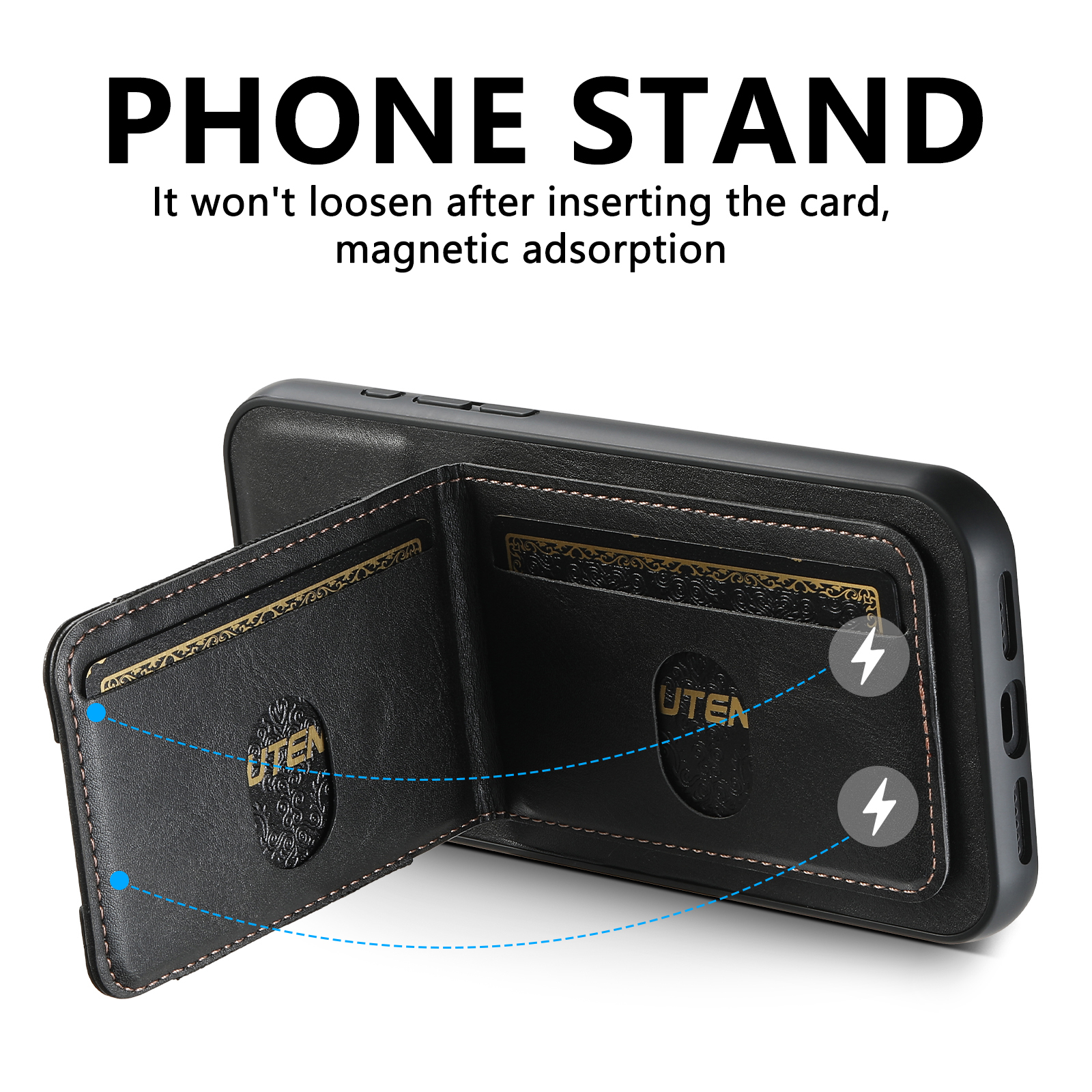 SUTENI H03YL Card Holder Phone Case Luxury PU Leather Stand For iPhone 16 Pro Max 15 Plus 14 13 12 11