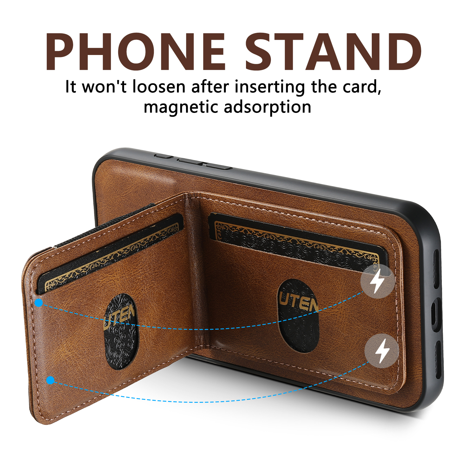 SUTENI H03YL Card Holder Phone Case Luxury PU Leather Stand For iPhone 16 Pro Max 15 Plus 14 13 12 11