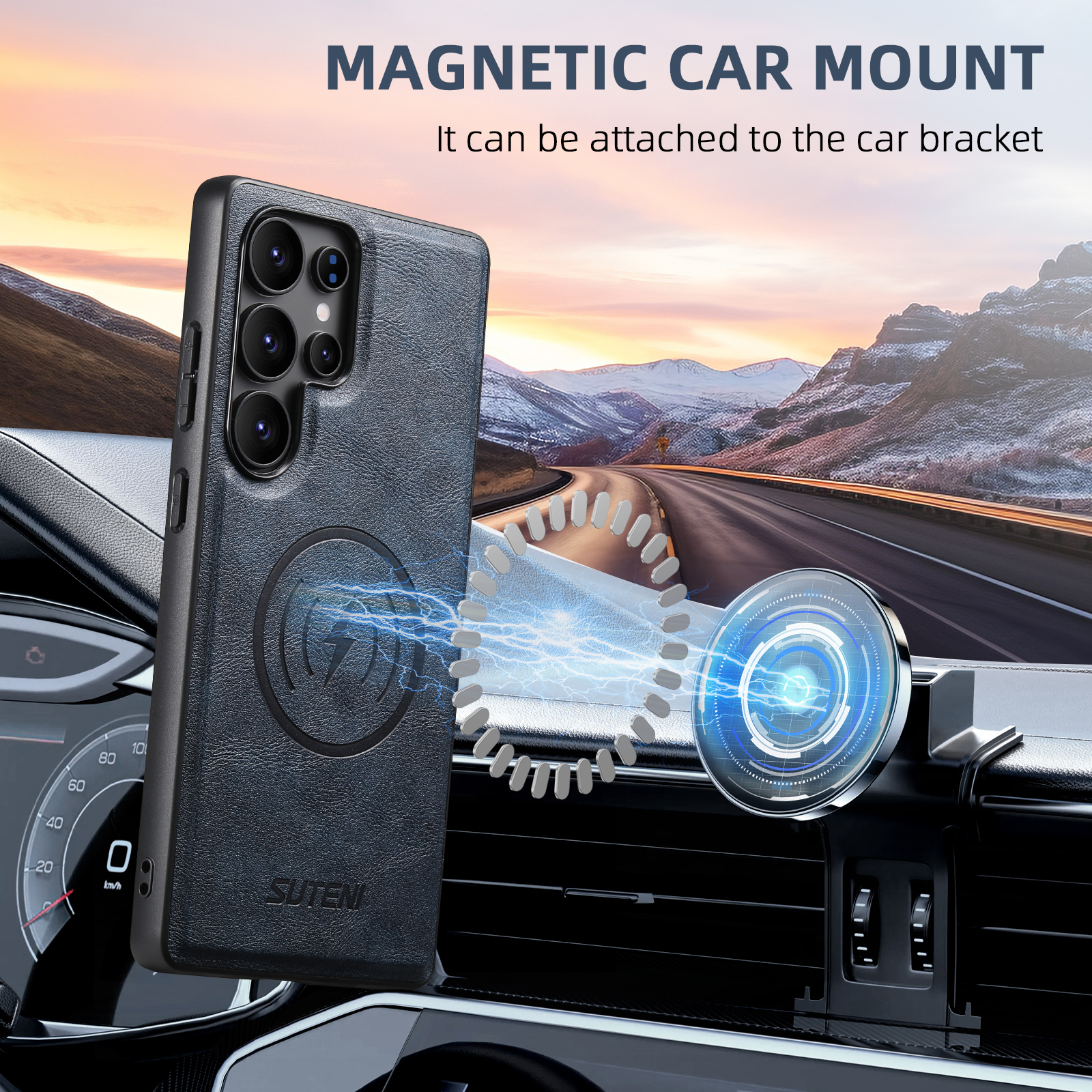 SUTENI G5 Frosted Feel PU Leather Magnet Wireless Charging Phone Case  For Samsung S25Ultra S24 S23 S22