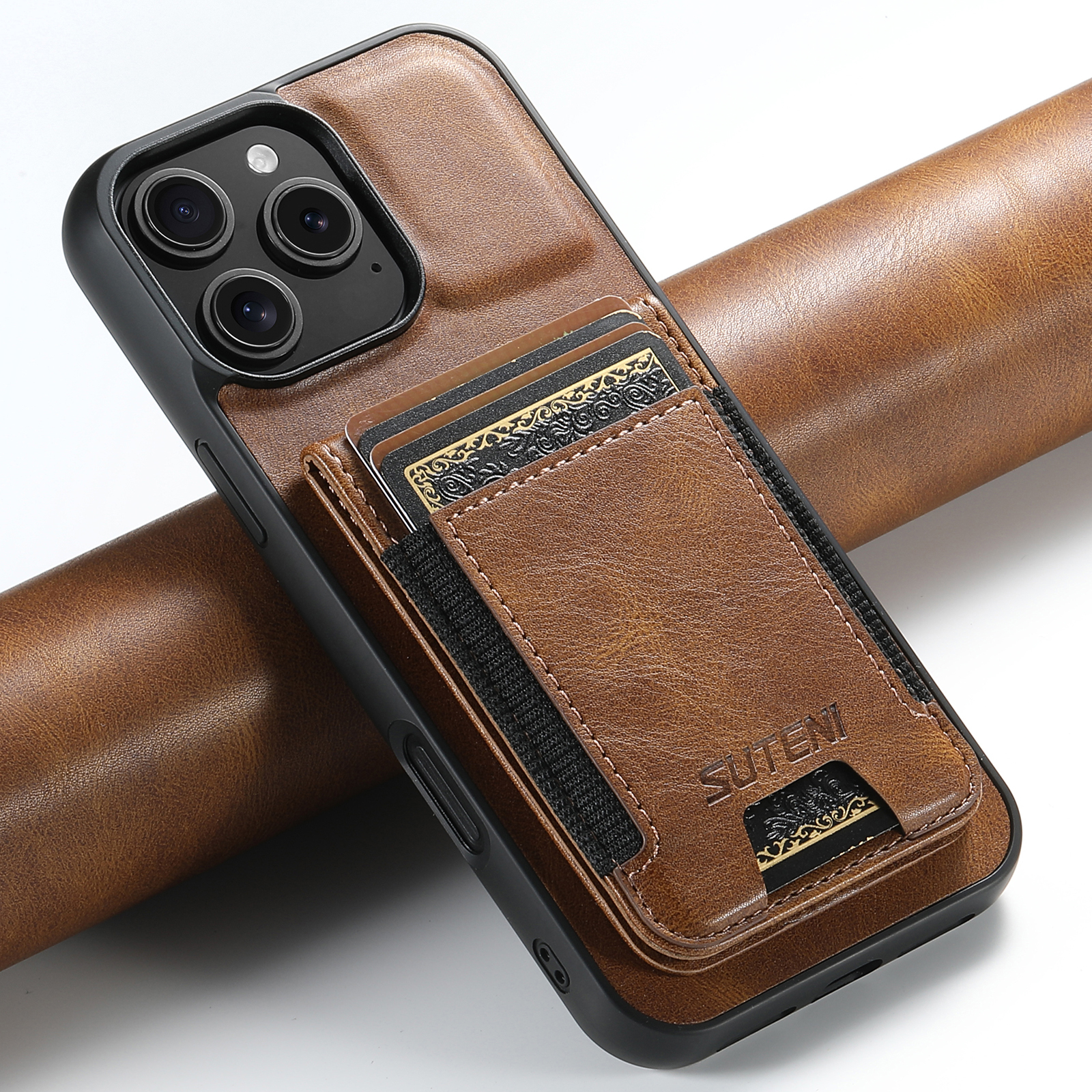 SUTENI H03YL Card Holder Phone Case Luxury PU Leather Stand For iPhone 16 Pro Max 15 Plus 14 13 12 11