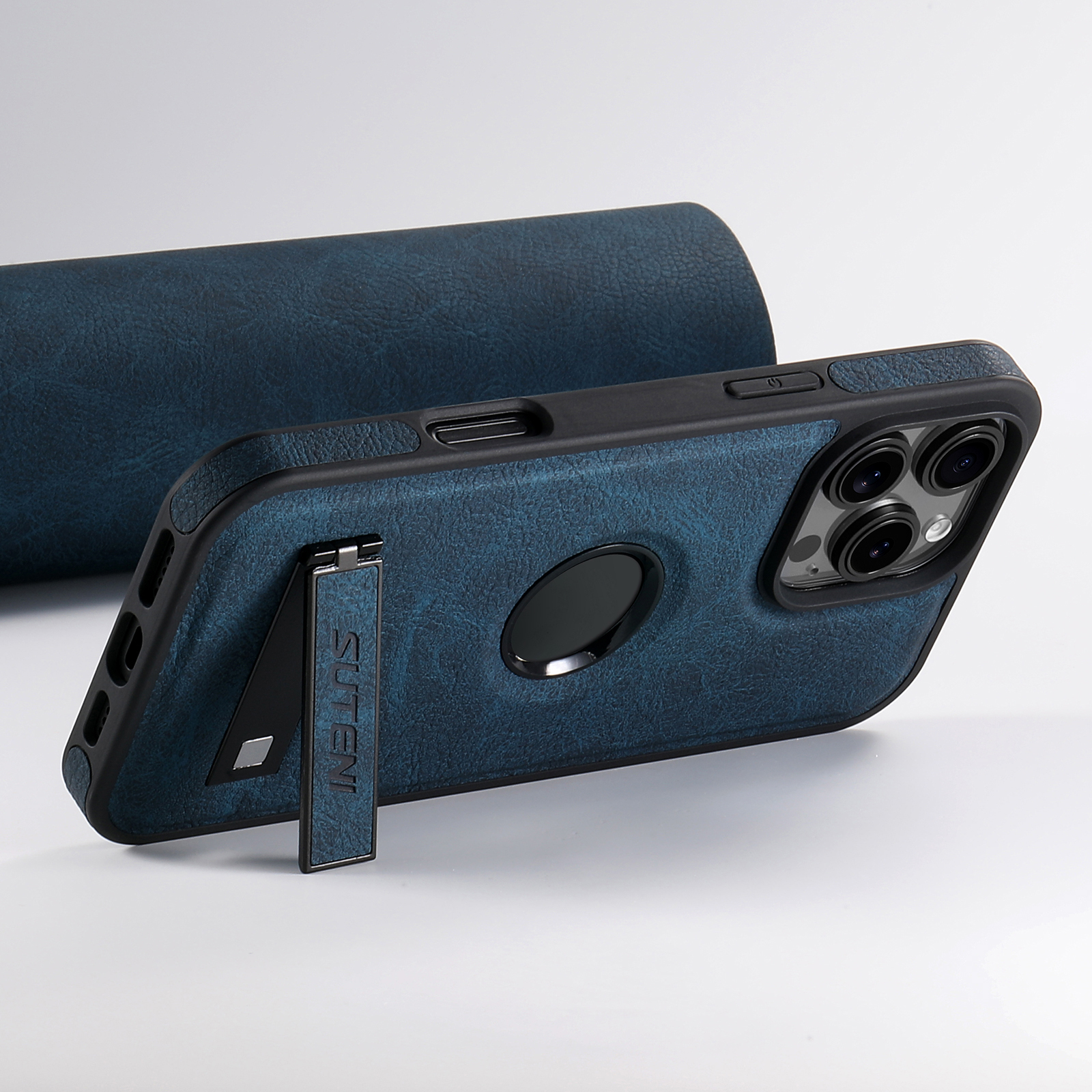 SUTENI G2LZ Luxury PU Leather Phone Case Frosted Feel Stand Magnet Wireless Charging For iPhone 16 Pro Max 15 Plus 14 Pro 13 12