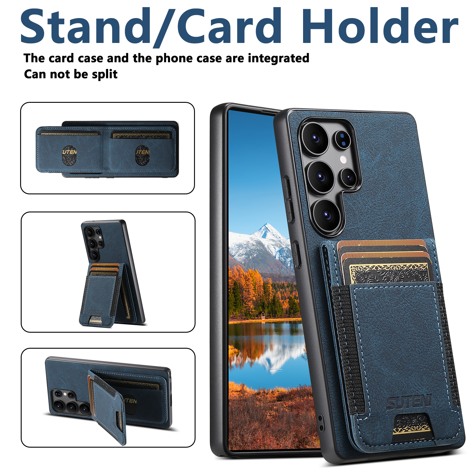 SUTENI H03LZ Luxury PU Leather Card Holder Stand Phone Case Frosted Feel For Samsung S25Ultra S24Plus S23 S22 Note20
