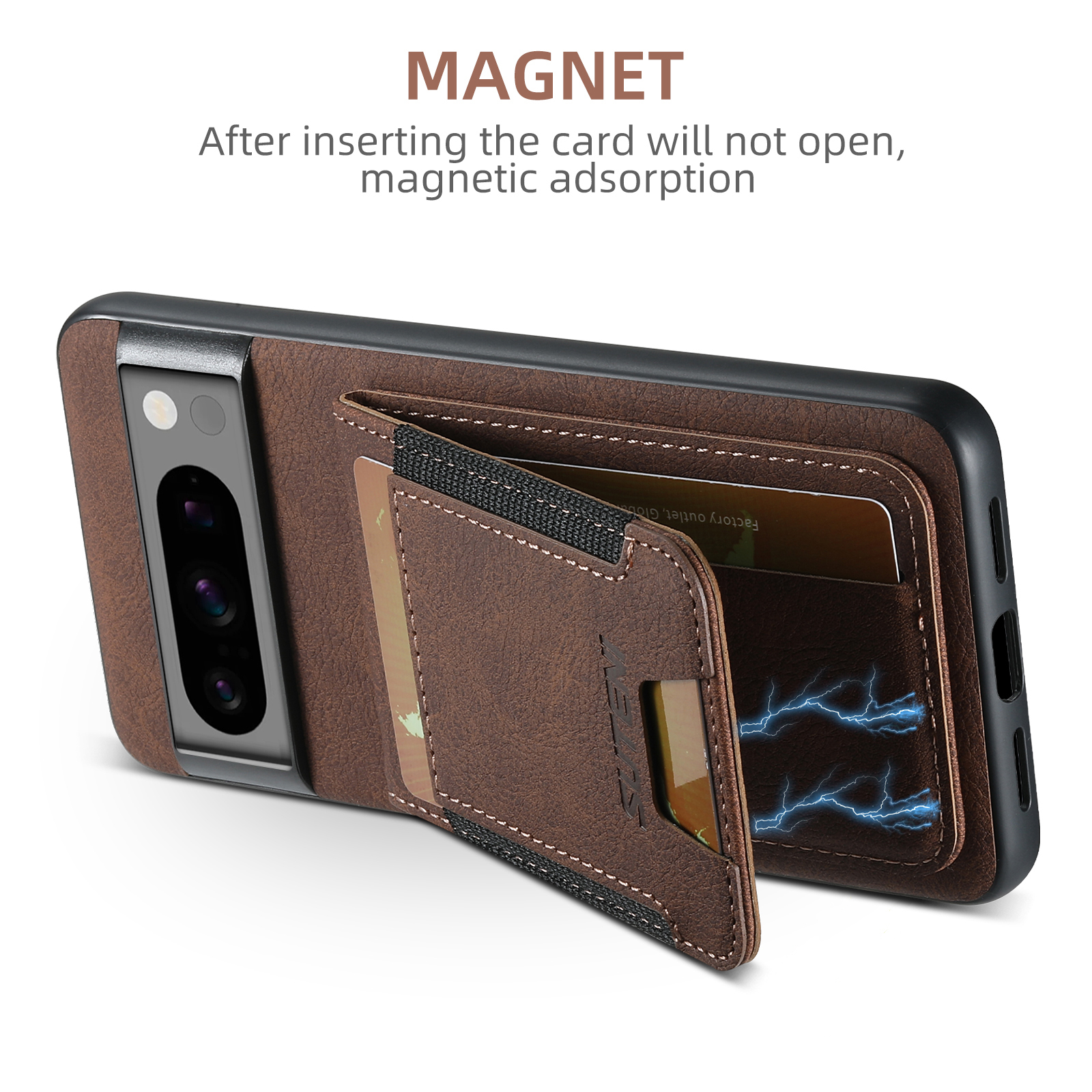 SUTENI H03LZ Luxury PU Leather Card Holder Stand Phone Case Frosted Feel For Google Pixel 9XL 8Pro 7A 6