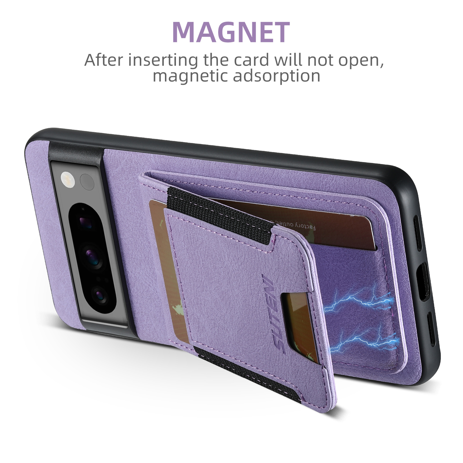 SUTENI H03LZ Luxury Faux Leather Card Holder Stand Phone Case Frosted Feel For Google Pixel 10ProXL 9 8A 7 6