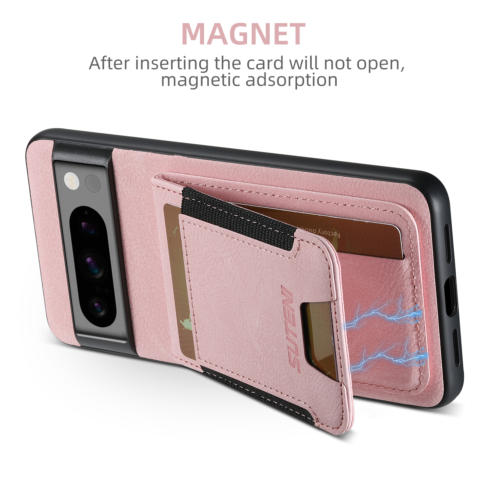 SUTENI H03LZ Luxury Faux Leather Card Holder Stand Phone Case Frosted Feel For Google Pixel 10ProXL 9 8A 7 6
