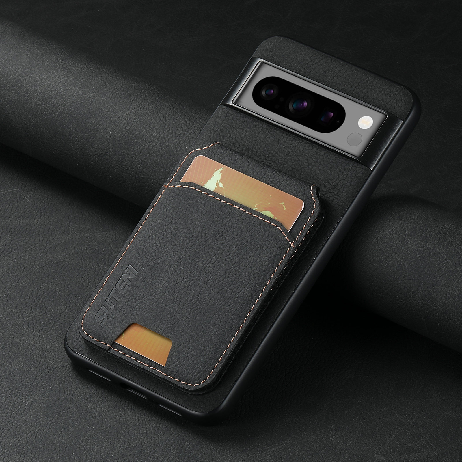 SUTENI H02LZ Luxury PU Leather Stand Card Holder Phone Case Frosted Feel For Google Pixel 9XL 8Pro 7A 6
