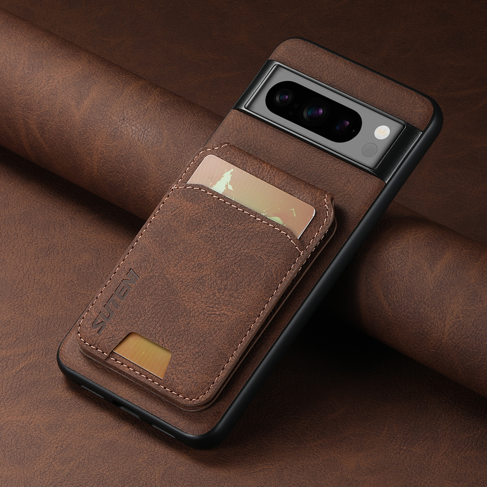 SUTENI H02LZ Luxury PU Leather Stand Card Holder Phone Case Frosted Feel For Google Pixel 9XL 8Pro 7A 6