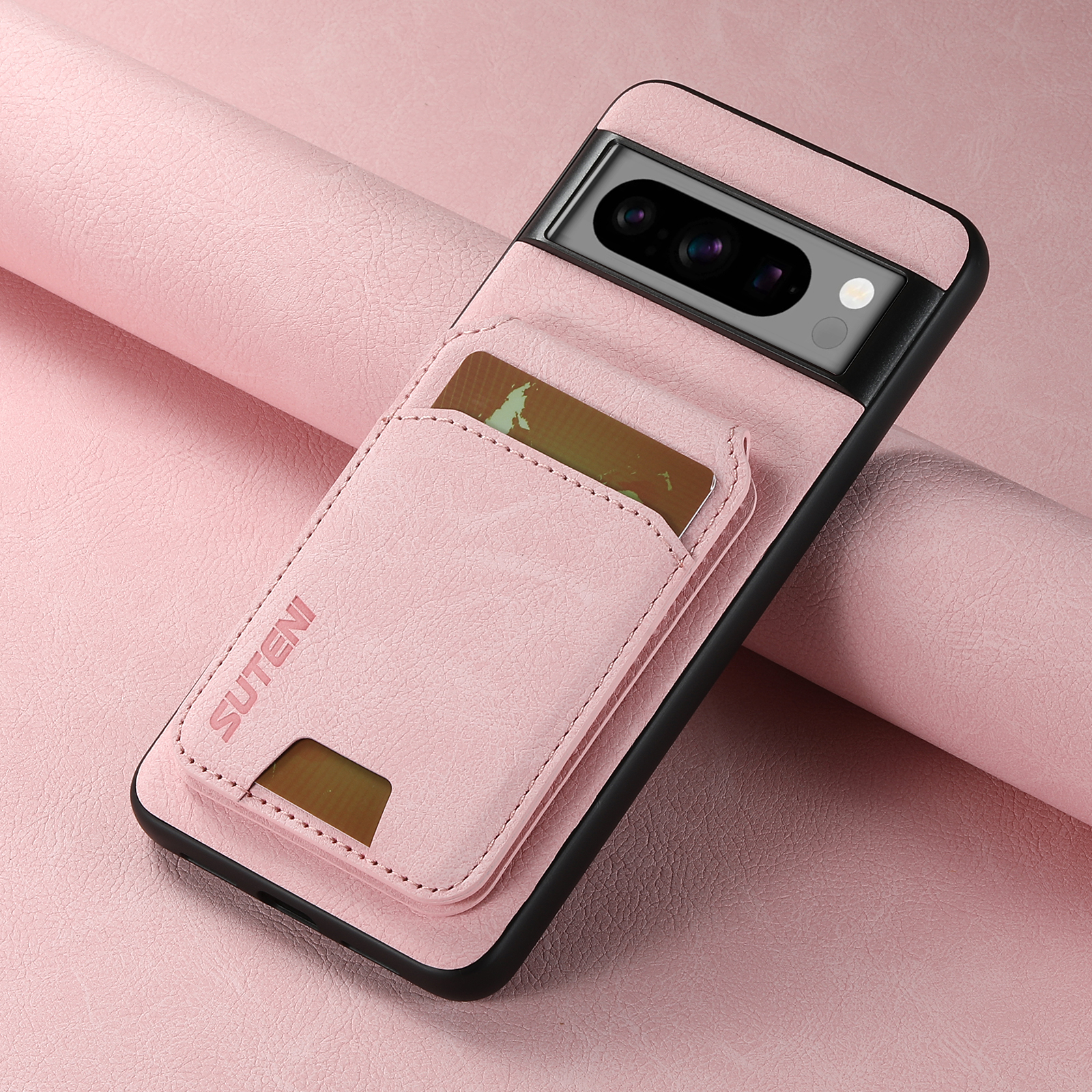 SUTENI H02LZ Luxury Faux Leather Stand Card Holder Phone Case Frosted Feel For Google Pixel 10ProXL 9 8A 7 6