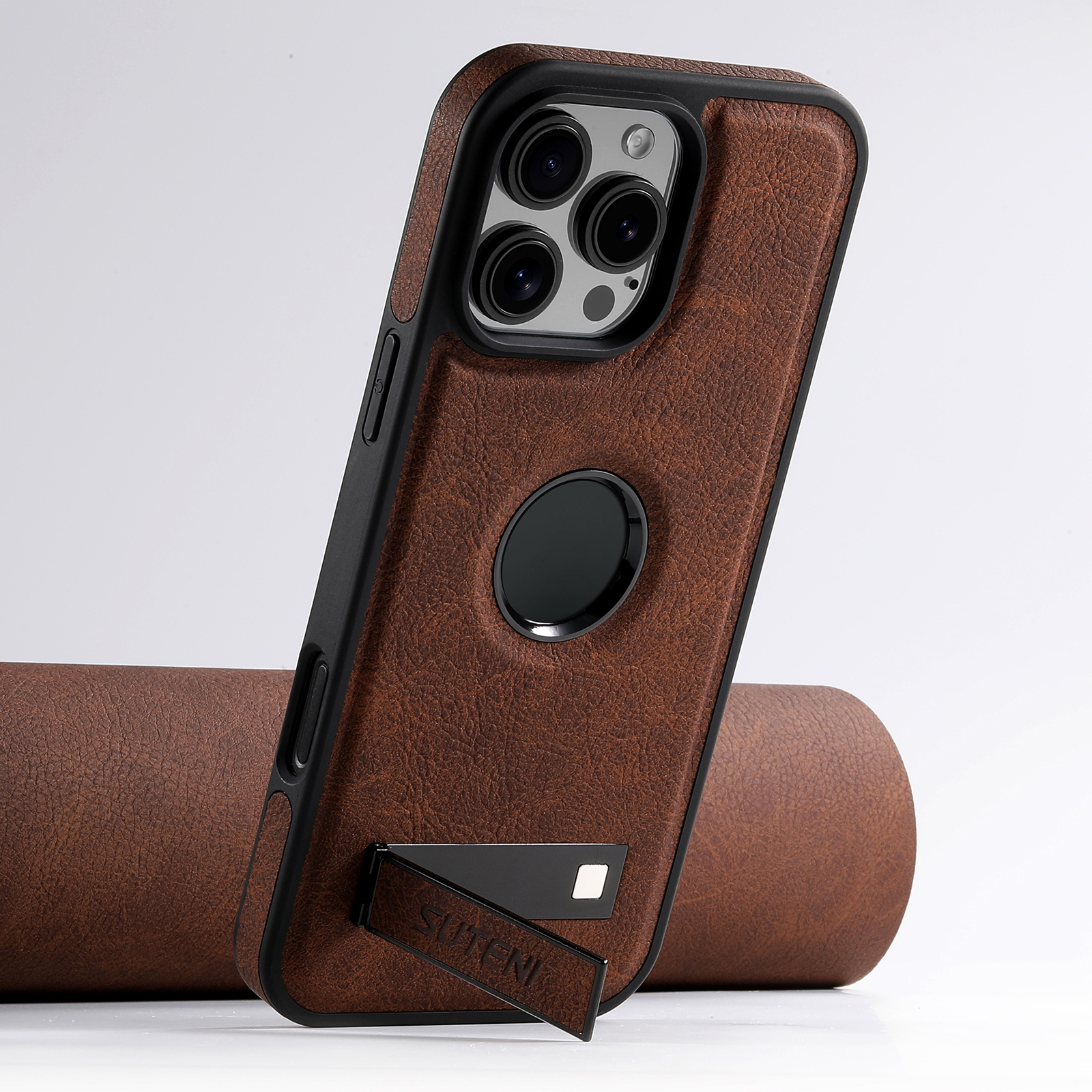 SUTENI G2LZ Luxury PU Leather Phone Case Frosted Feel Stand Magnet Wireless Charging For iPhone 16 Pro Max 15 Plus 14 Pro 13 12