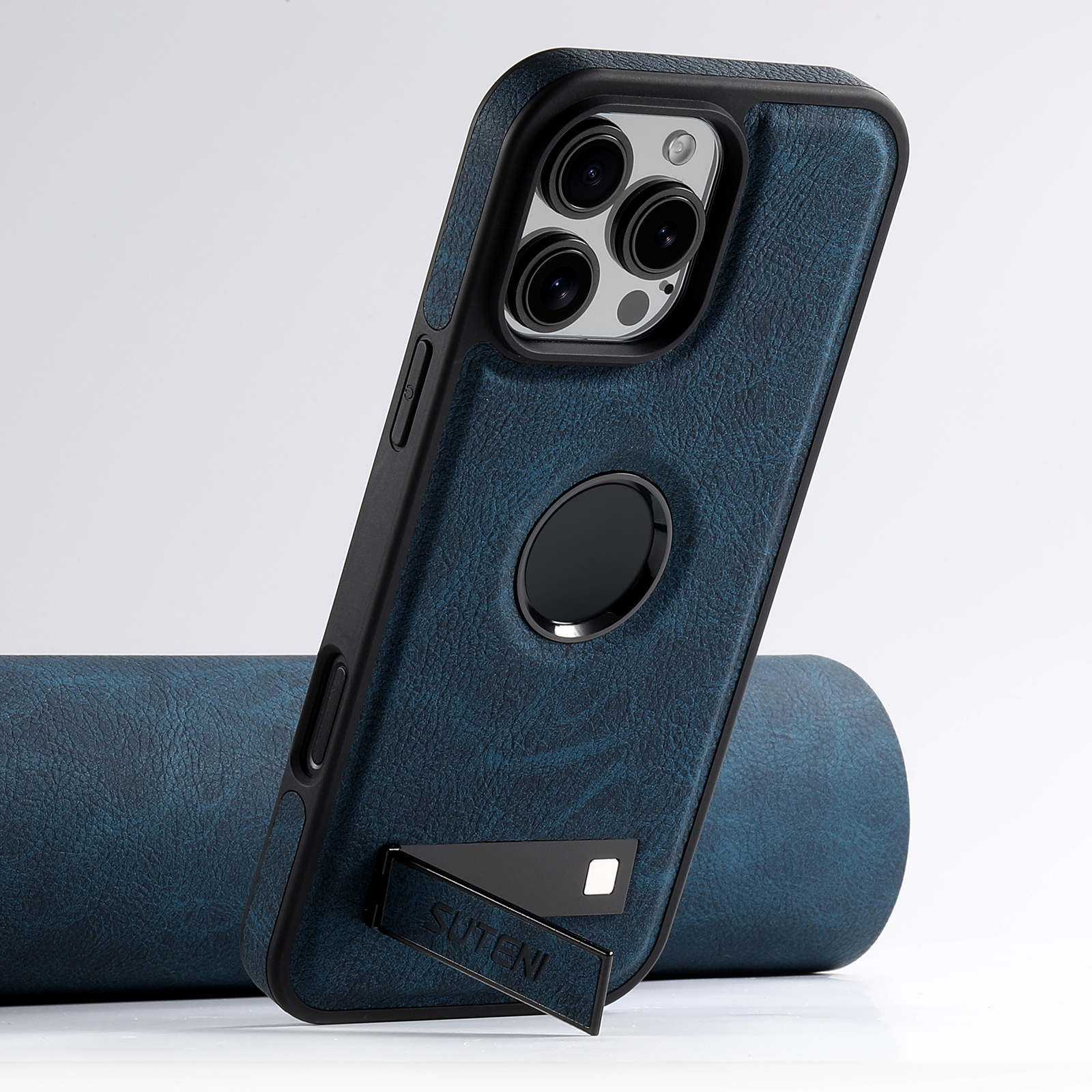 SUTENI G2LZ Luxury PU Leather Phone Case Frosted Feel Stand Magnet Wireless Charging For iPhone 16 Pro Max 15 Plus 14 Pro 13 12